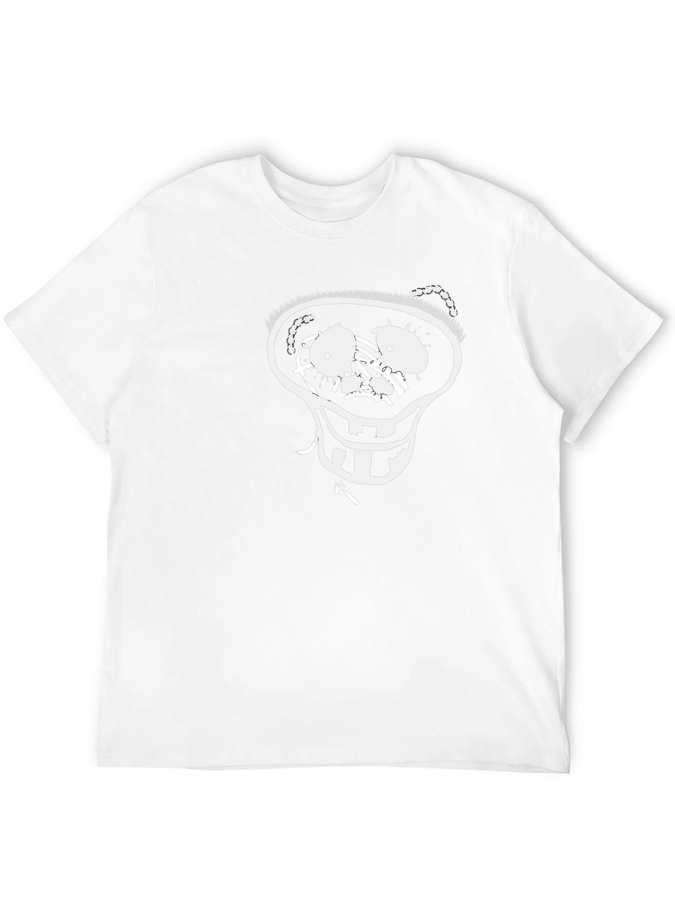 Mens Black T-Shirt with Cartoon Skull Design