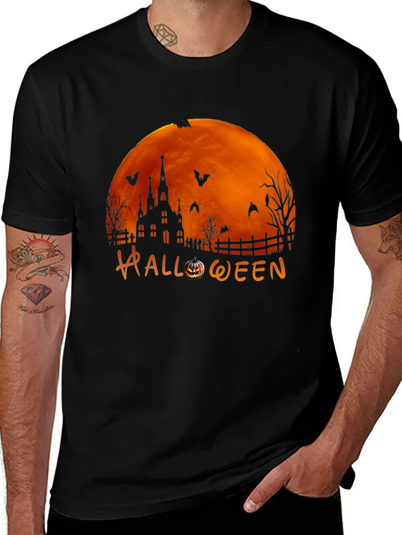 Halloween Themed Graphic Print T-Shirt
