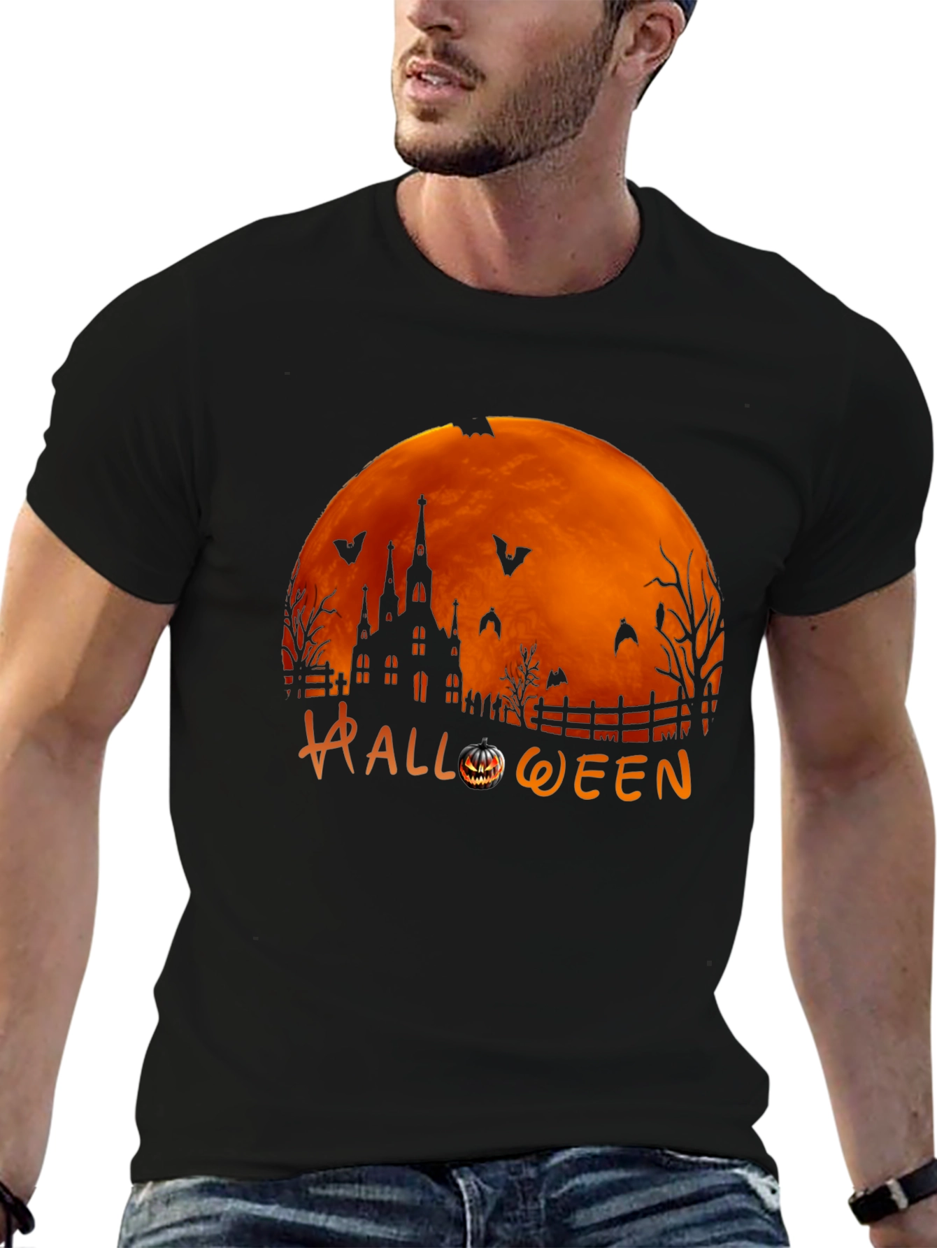 Halloween Themed Graphic Print T-Shirt