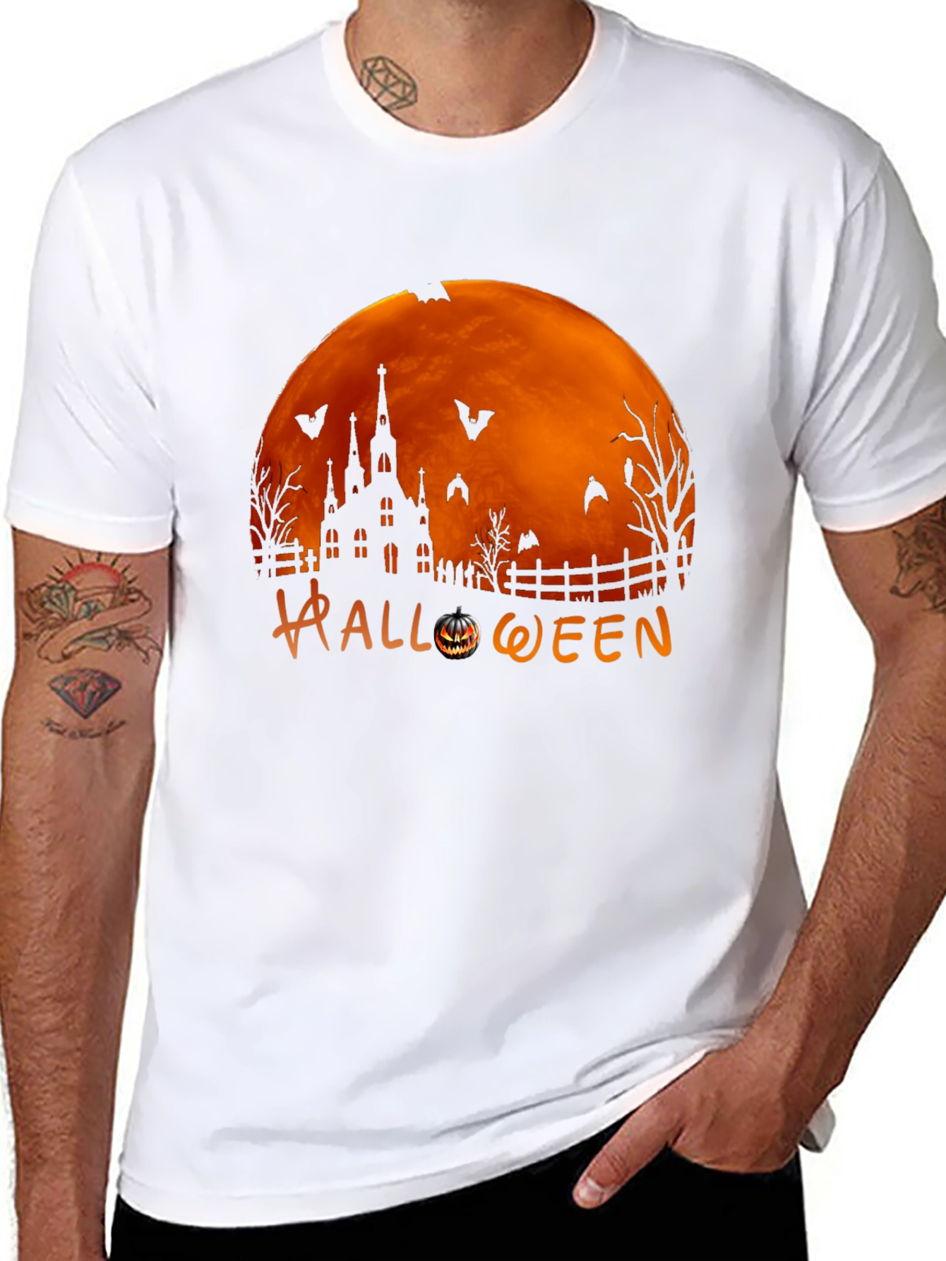 Halloween Themed Graphic Print T-Shirt