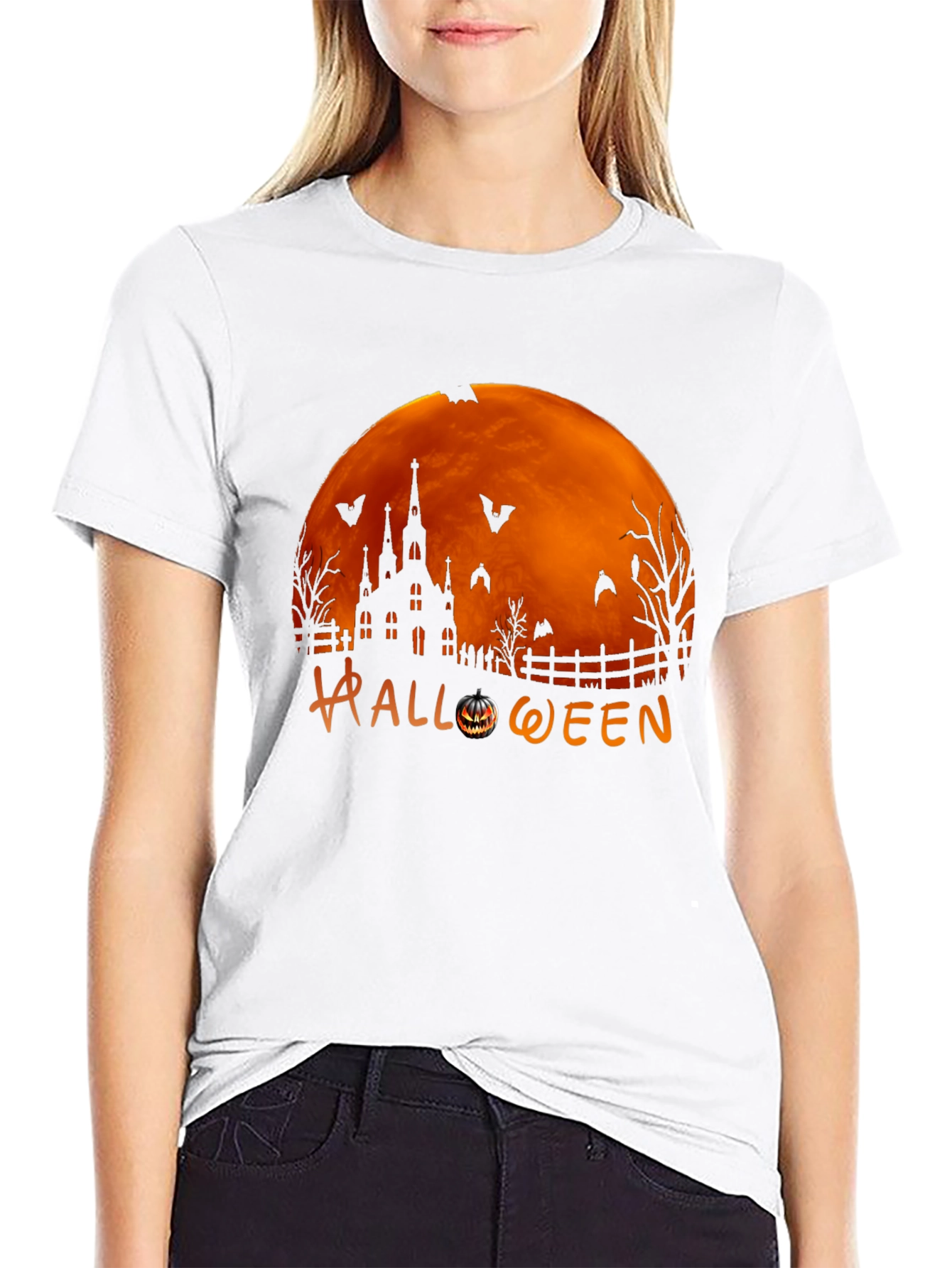 Halloween Themed Graphic Print T-Shirt