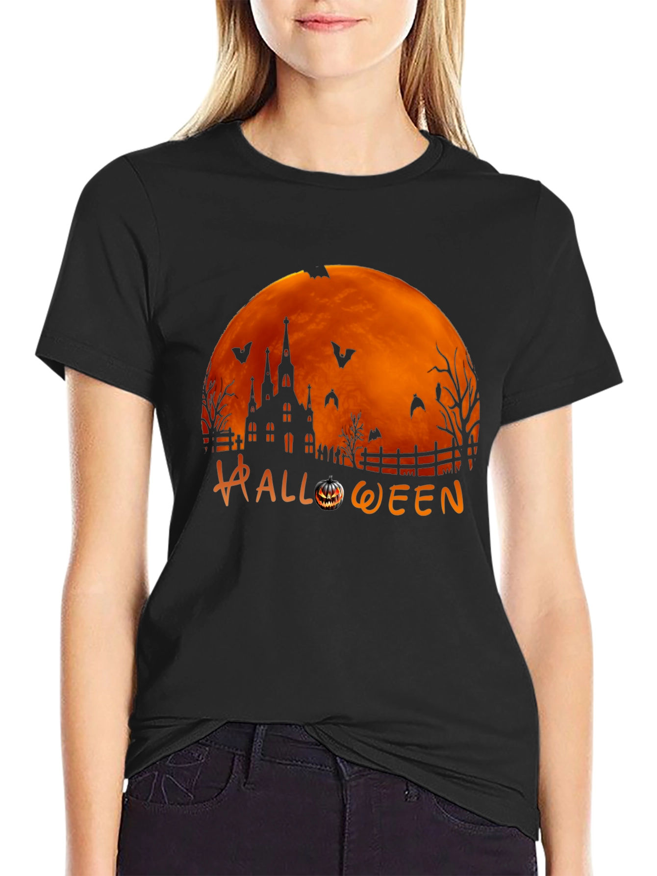 Halloween Themed Graphic Print T-Shirt