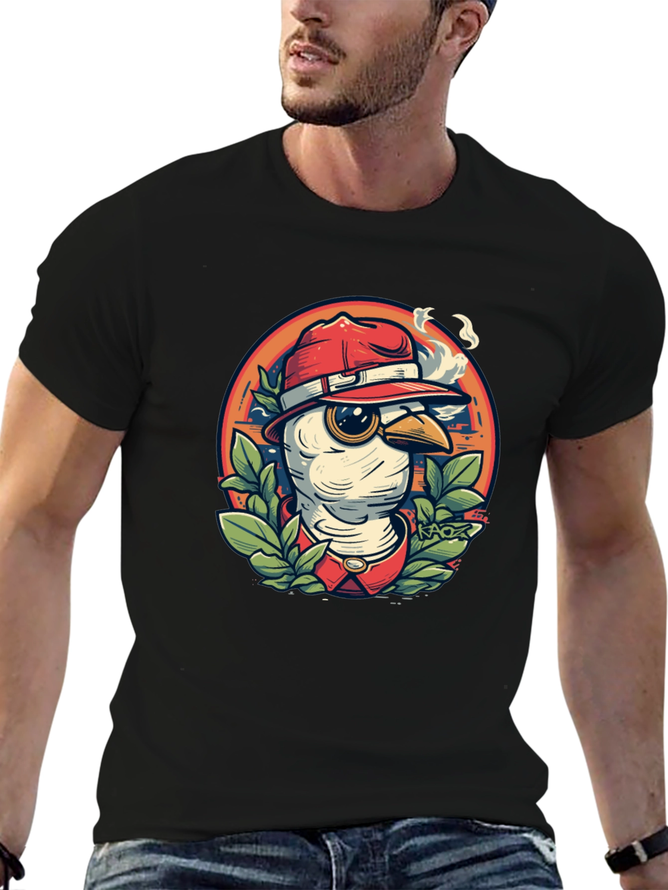 Cool Cartoon Bird T-Shirt - Black
