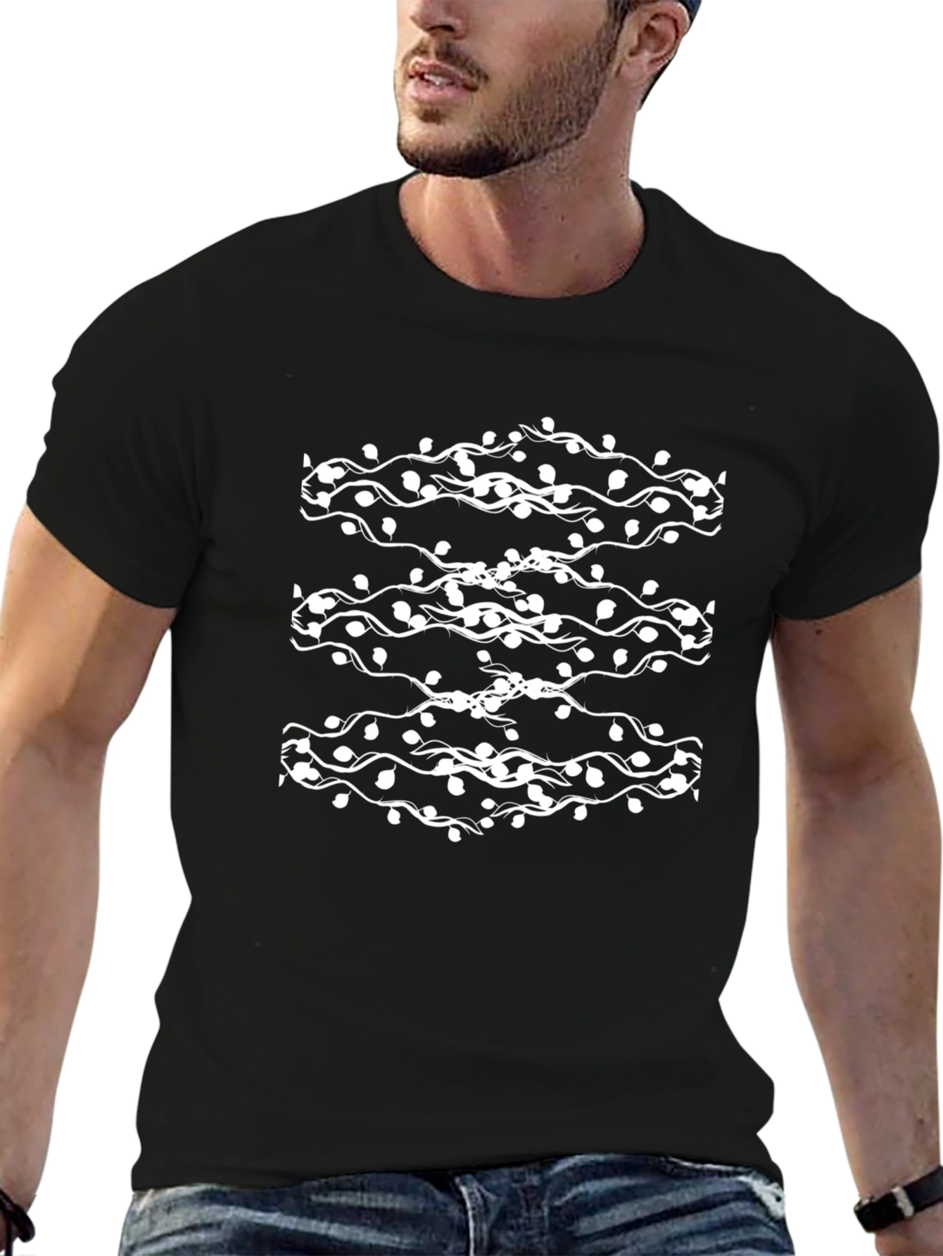 Festive String Lights Graphic Tee - Black