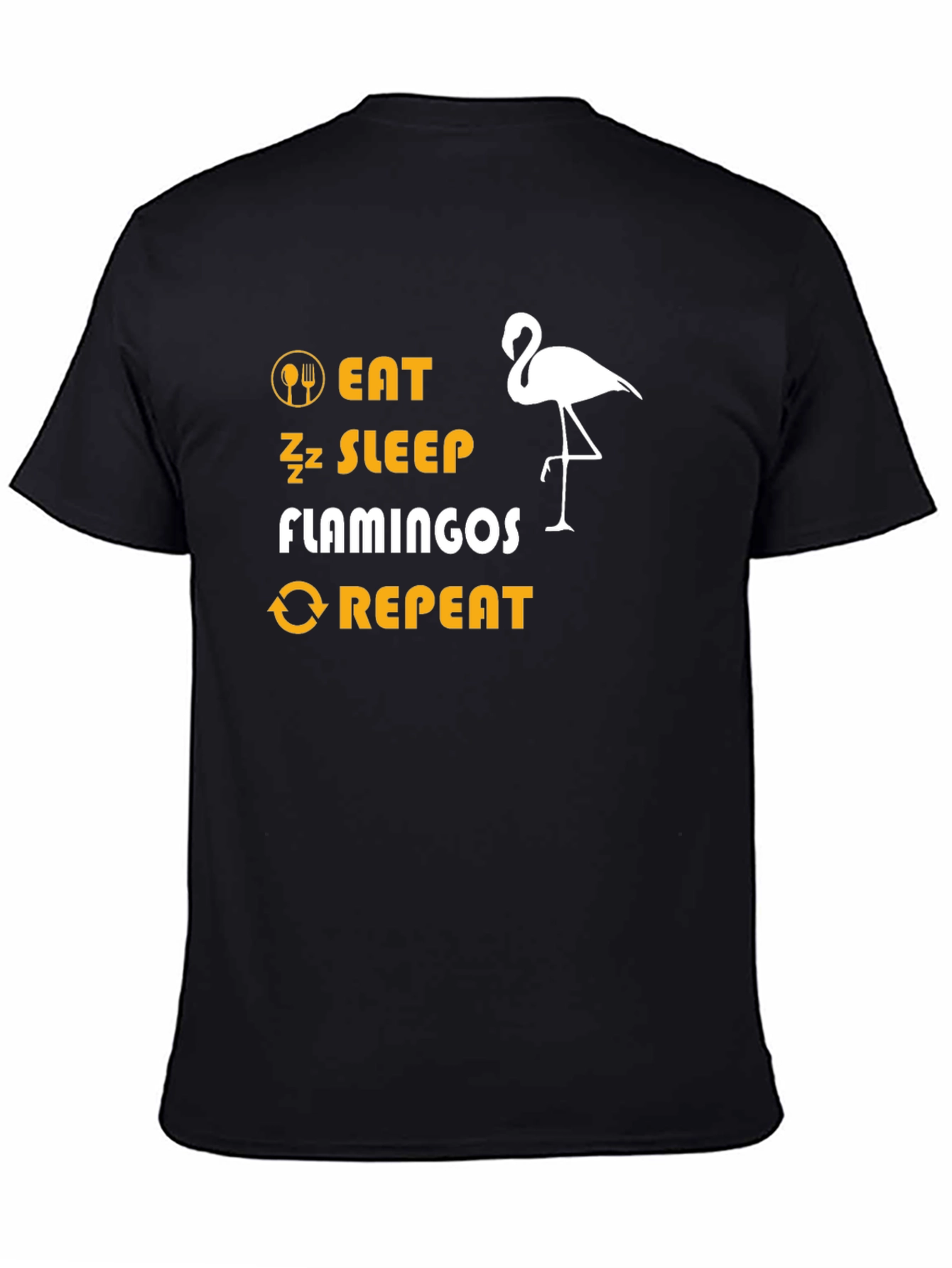 Eat Sleep Flamingos Repeat Black T-Shirt