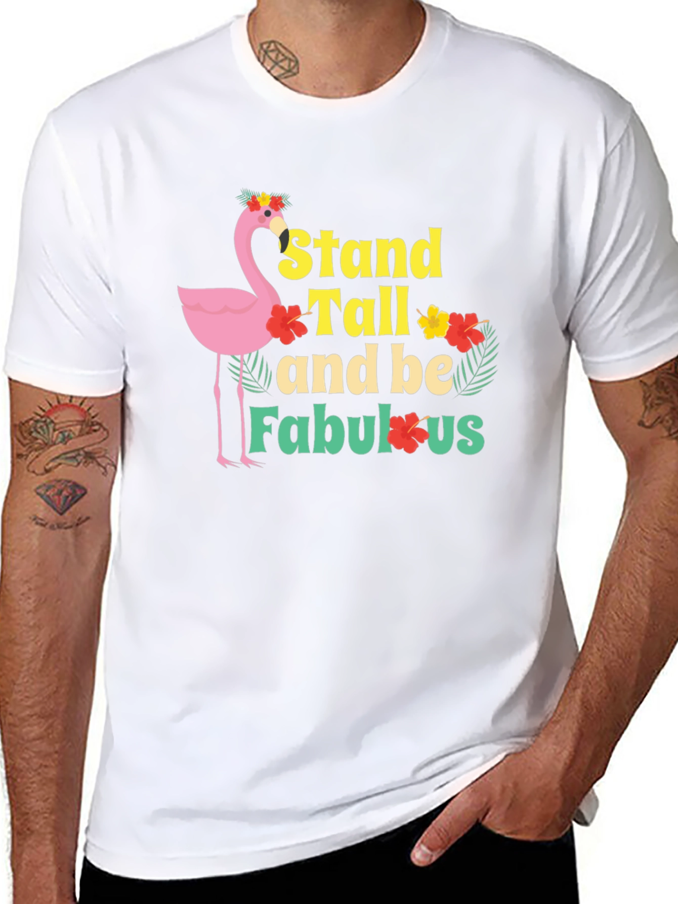 Stand Tall Flamingo Graphic Tee - Black