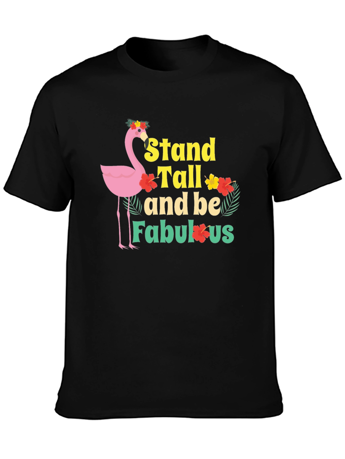 Stand Tall Flamingo Graphic Tee - Black