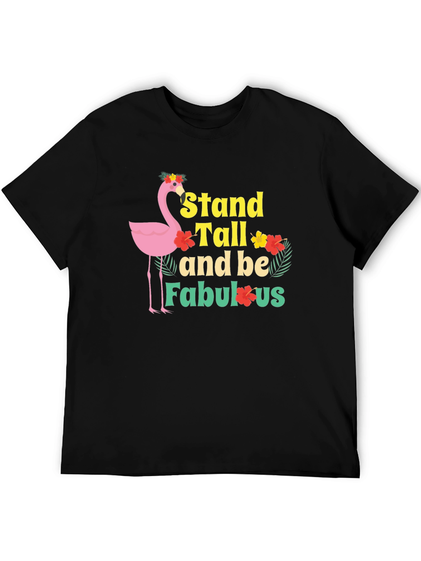 Stand Tall Flamingo Graphic Tee - Black