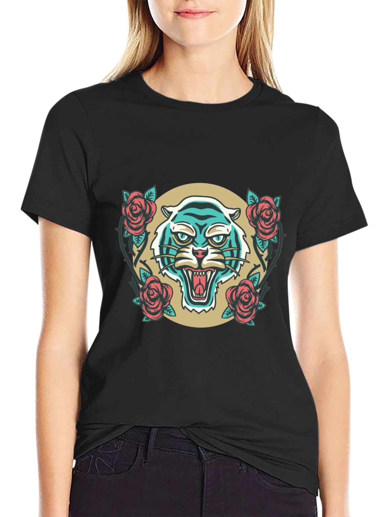 Tiger Rose Graphic Tee - Unique Design