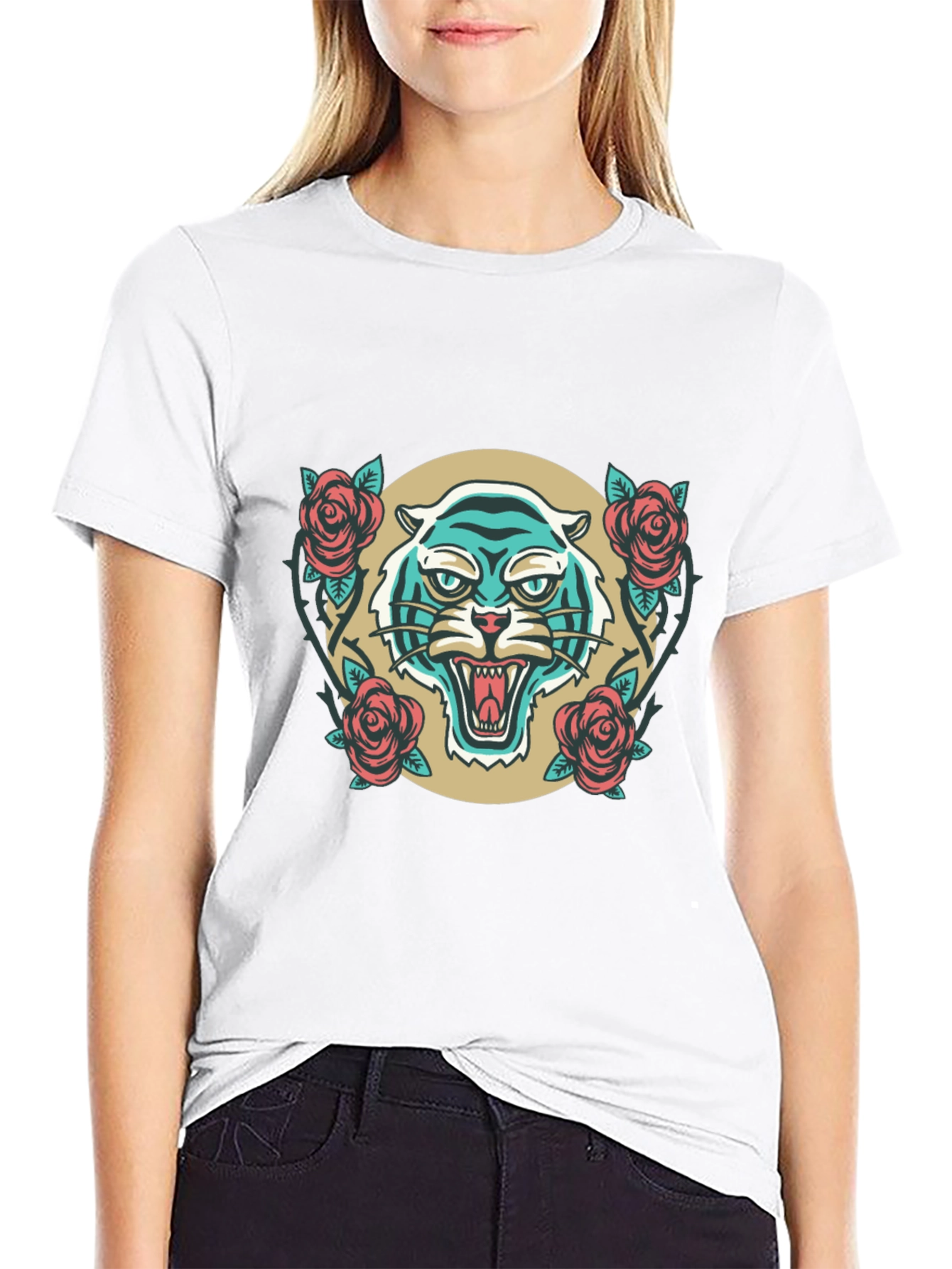 Tiger Rose Graphic Tee - Unique Design