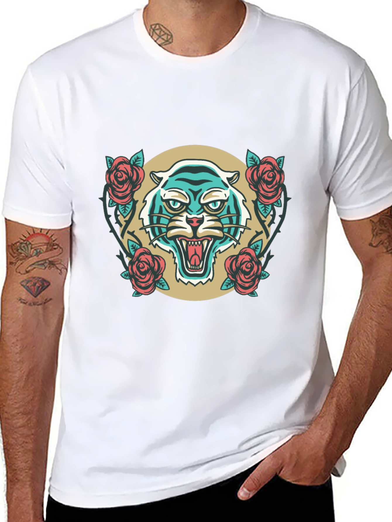 Tiger Rose Graphic Tee - Unique Design