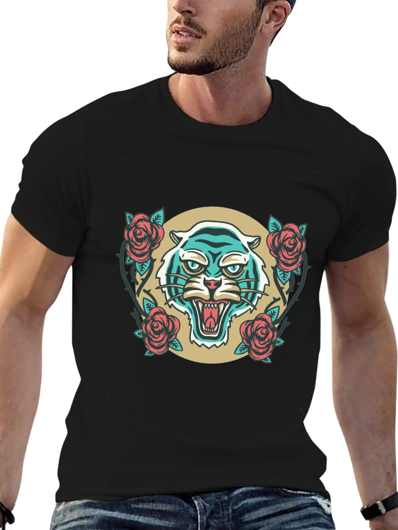 Tiger Rose Graphic Tee - Unique Design