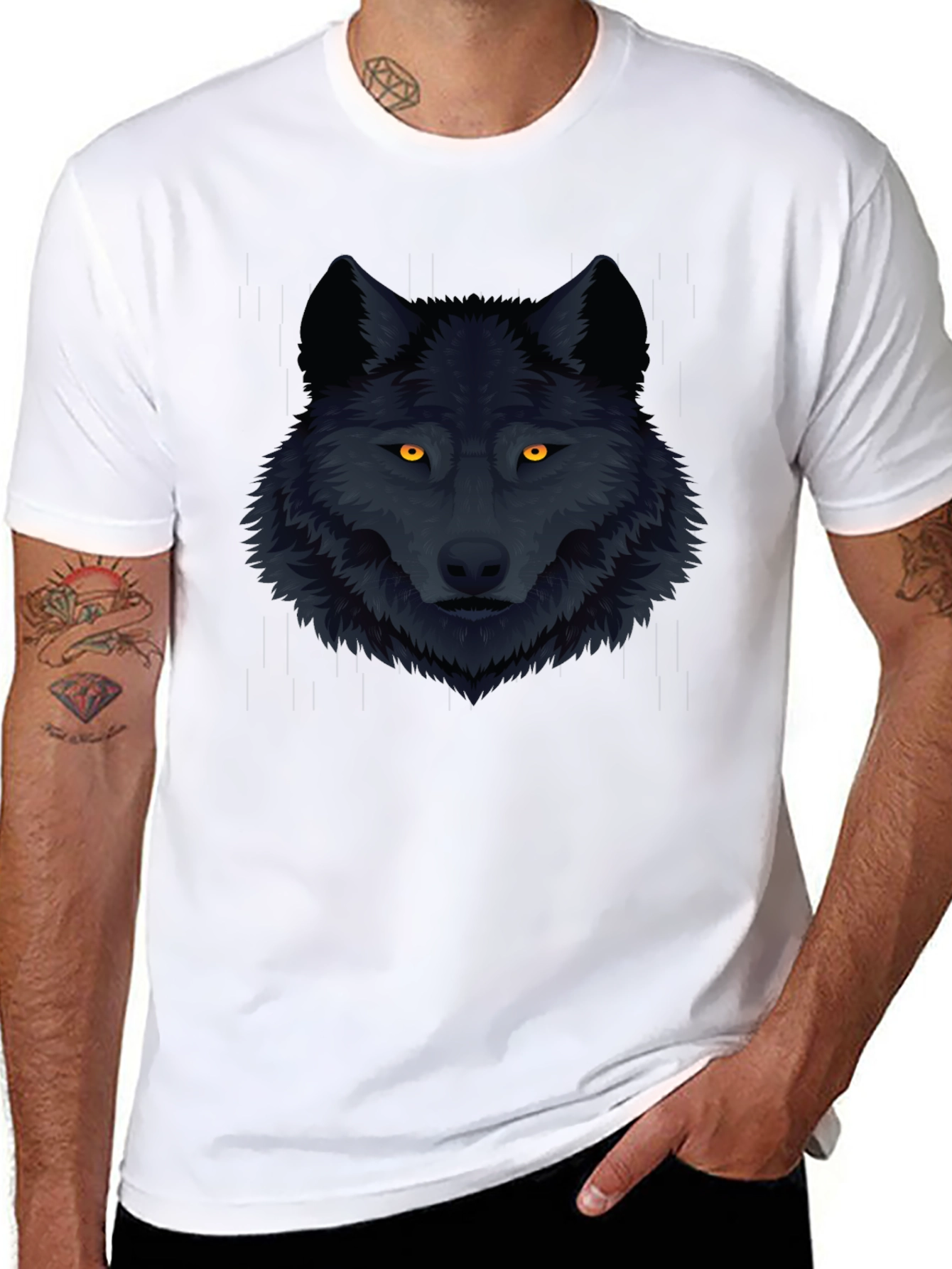 Black Wolf Graphic Tee - Mens Fashion T-Shirt