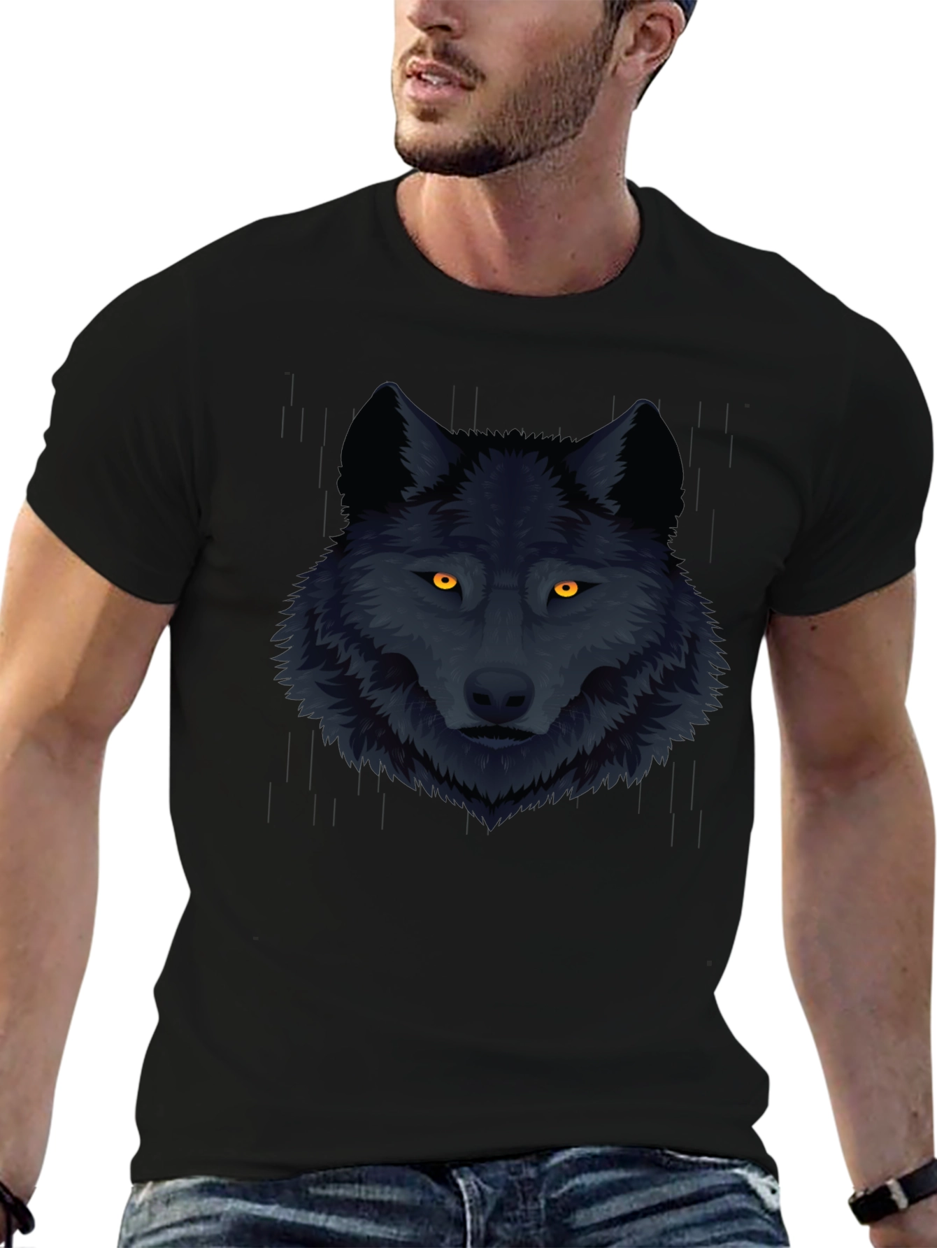Black Wolf Graphic Tee - Mens Fashion T-Shirt