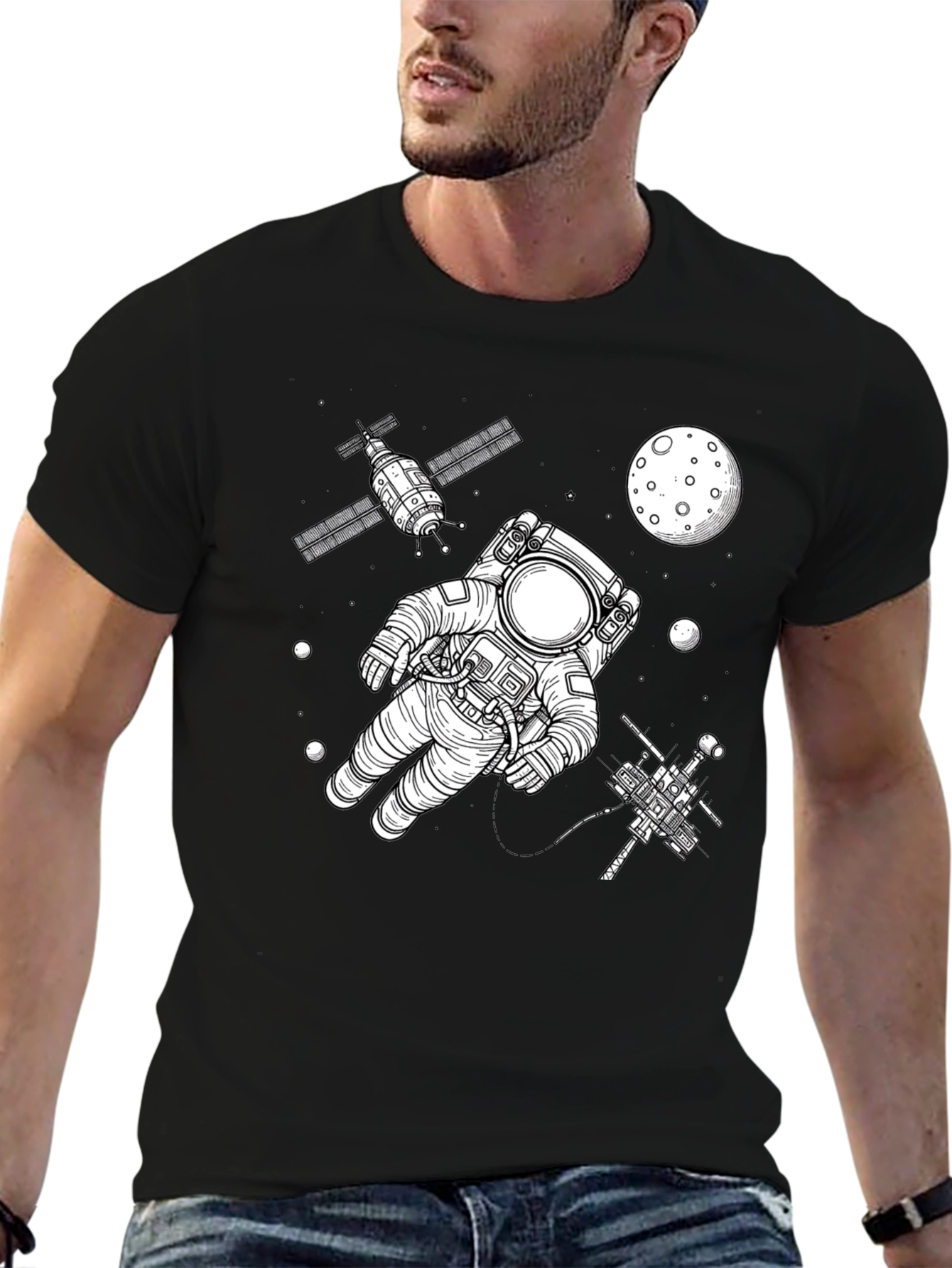 Astronaut in Space Graphic Tee - Black
