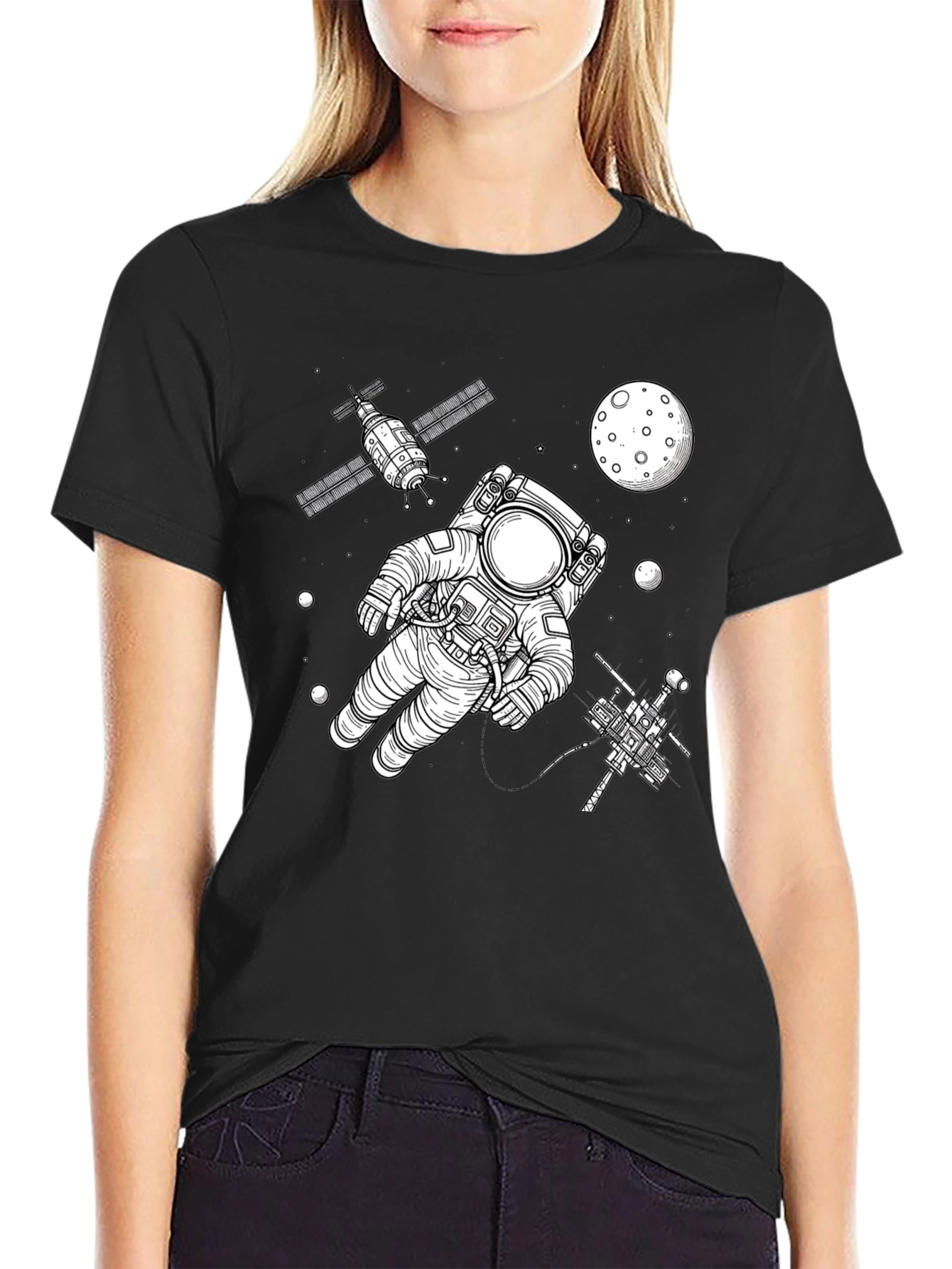 Astronaut in Space Graphic Tee - Black