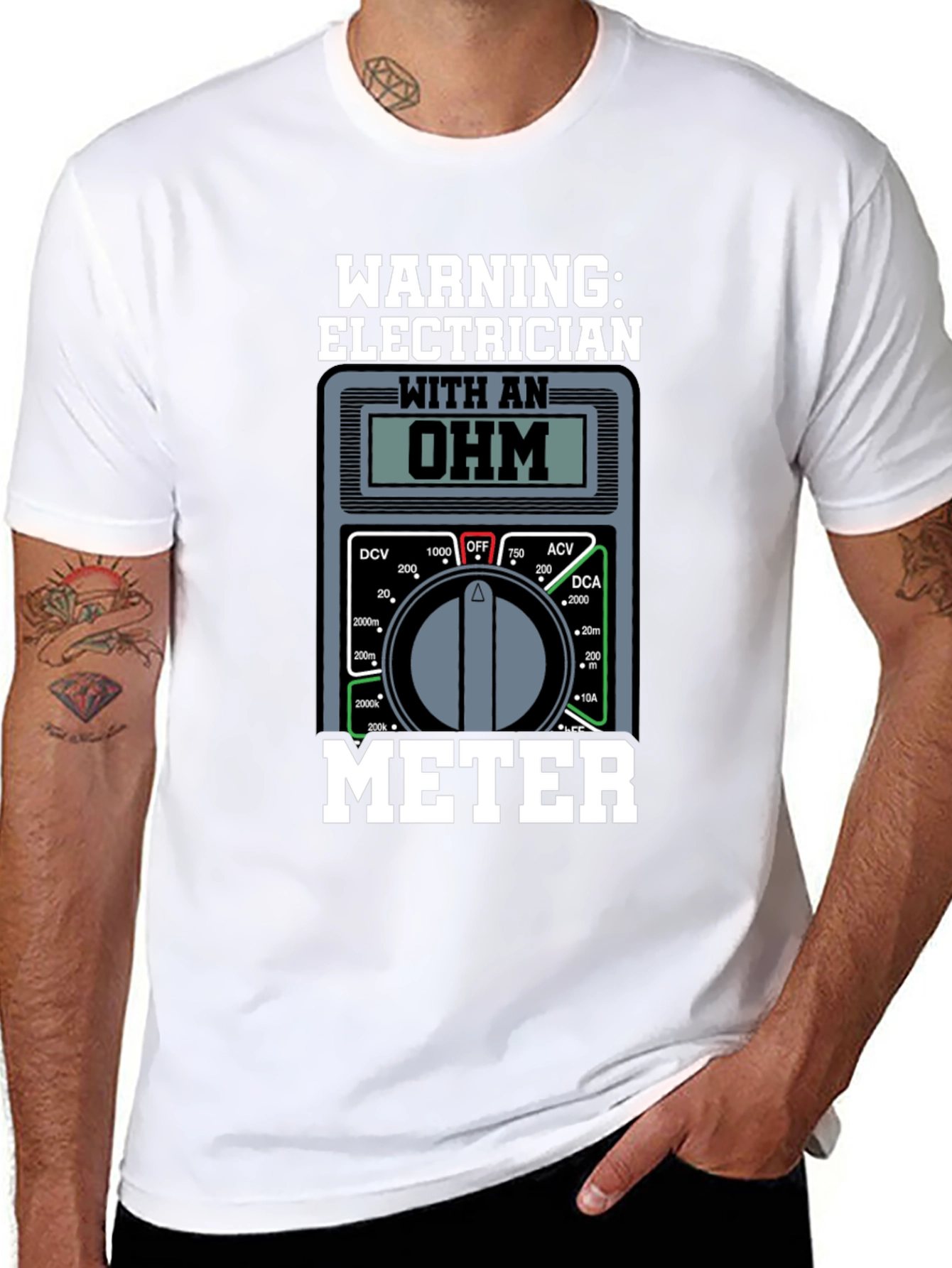 Electrician Ohm Meter Warning T-Shirt