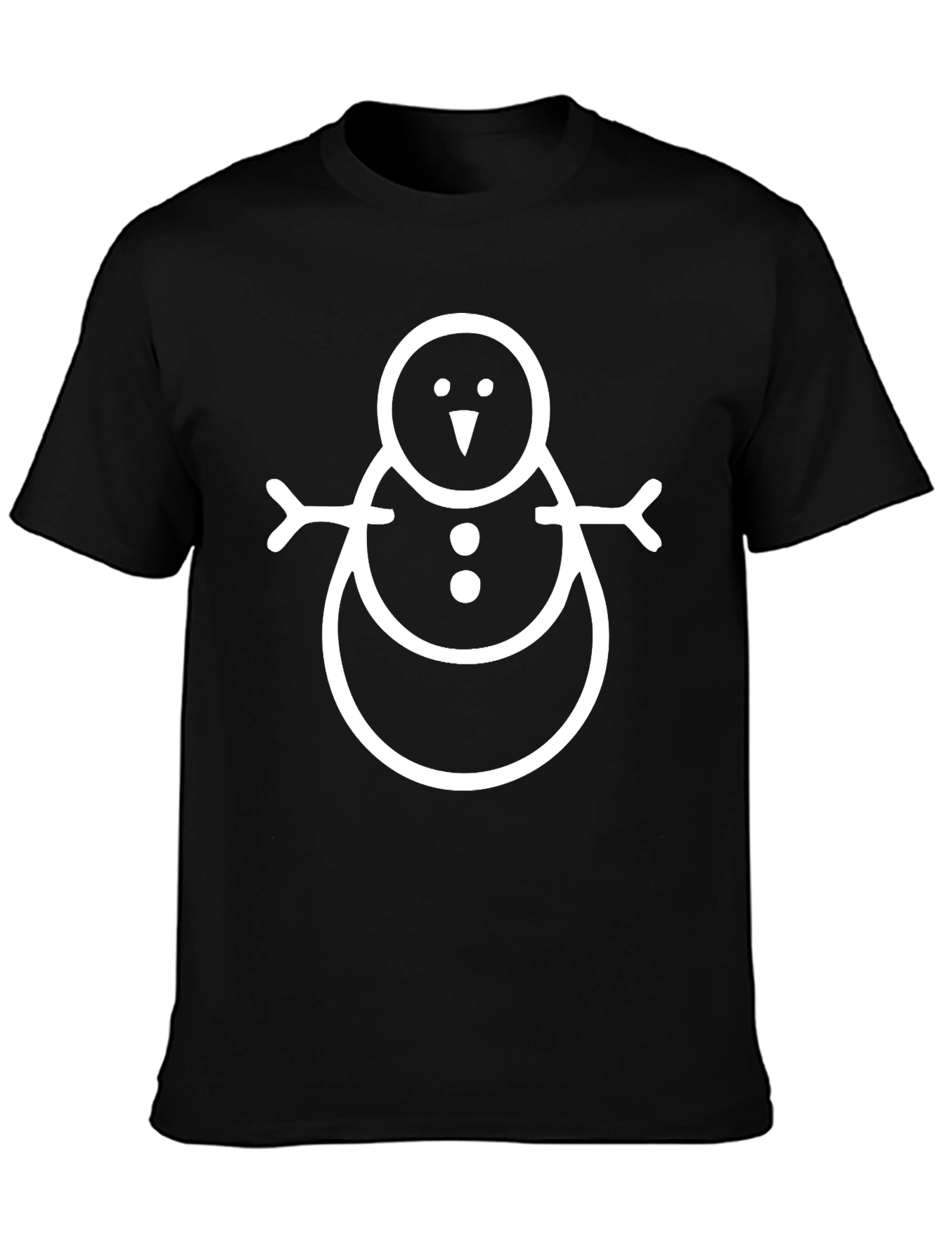 Festive Snowman Graphic Tee - Black Cotton Comfort
