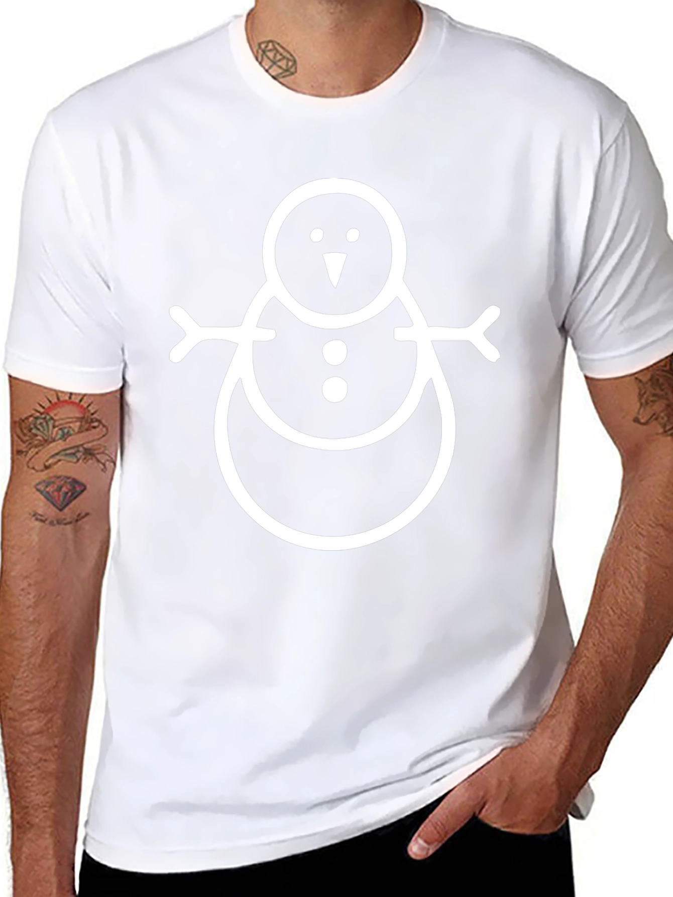 Festive Snowman Graphic Tee - Black Cotton Comfort