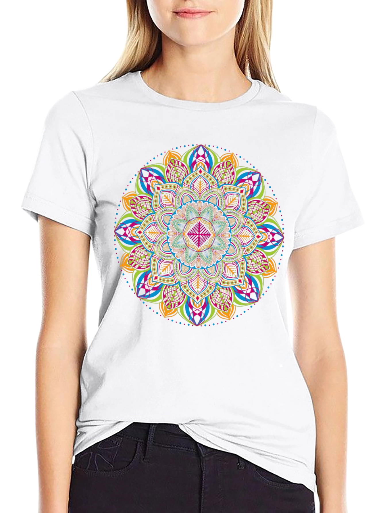 Vibrant Mandala Graphic Tee - Unisex Black T-Shirt
