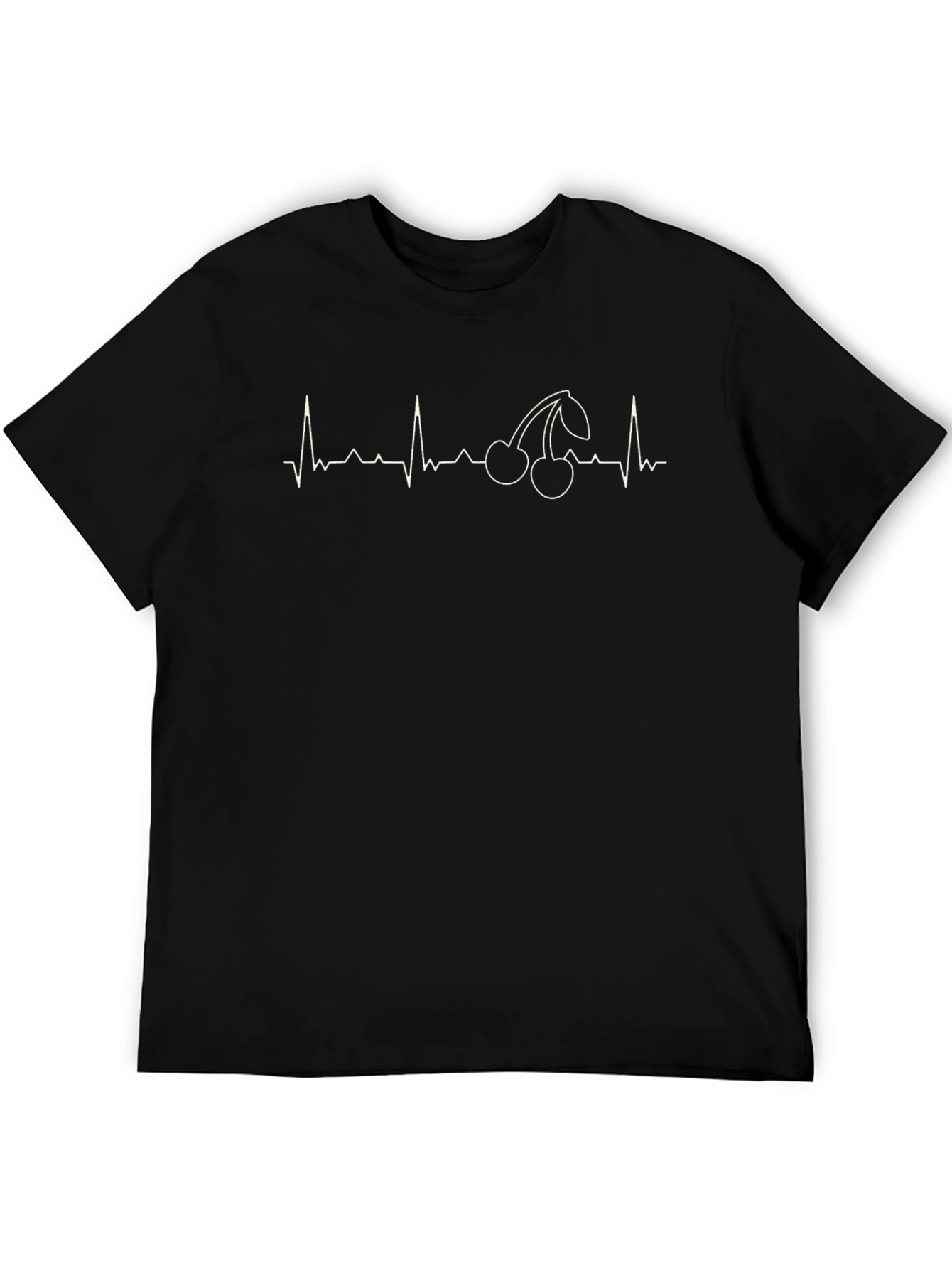 Cherry Heartbeat Graphic Black T-Shirt