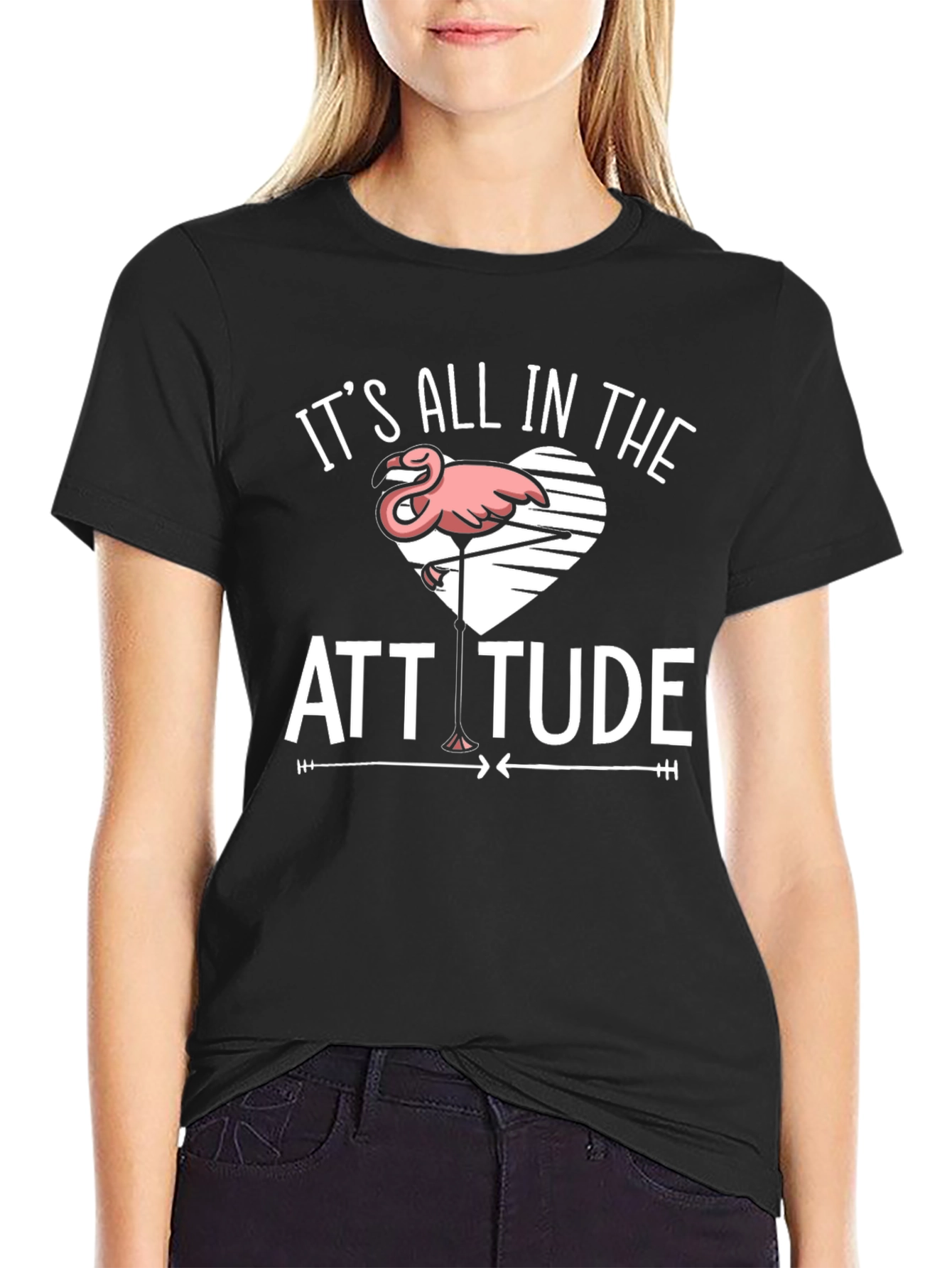 Attitude Flamingo Black T-Shirt