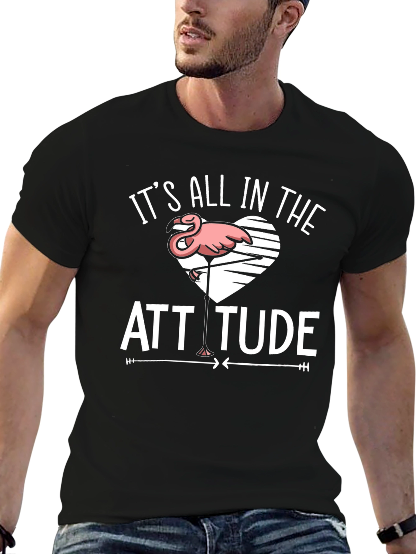 Attitude Flamingo Black T-Shirt