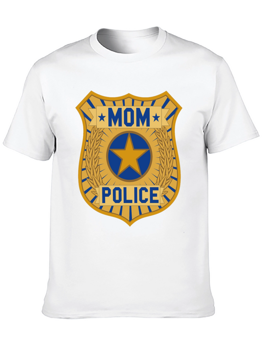 Mom Police Badge Graphic T-Shirt - Novelty Tee