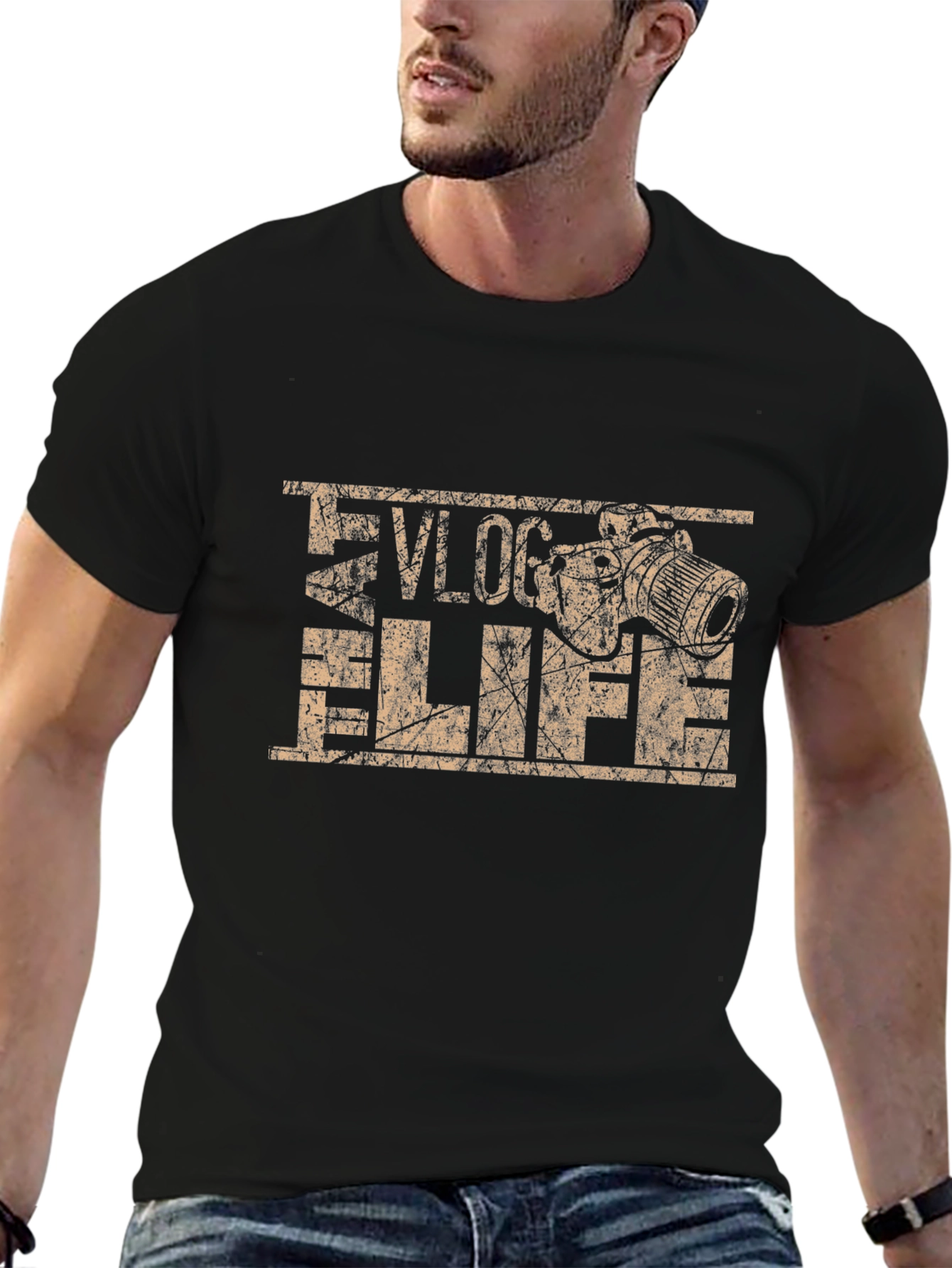 Vlog Life Camera Graphic T-Shirt - Black