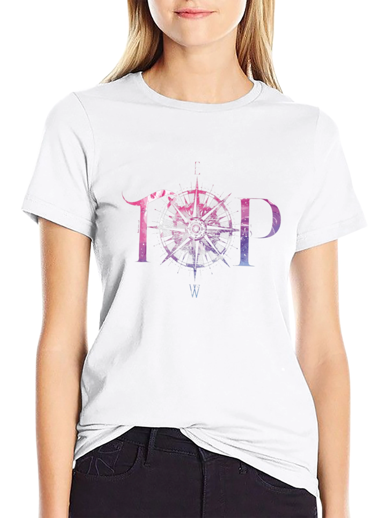 TOP Compass Graphic T-Shirt - Black
