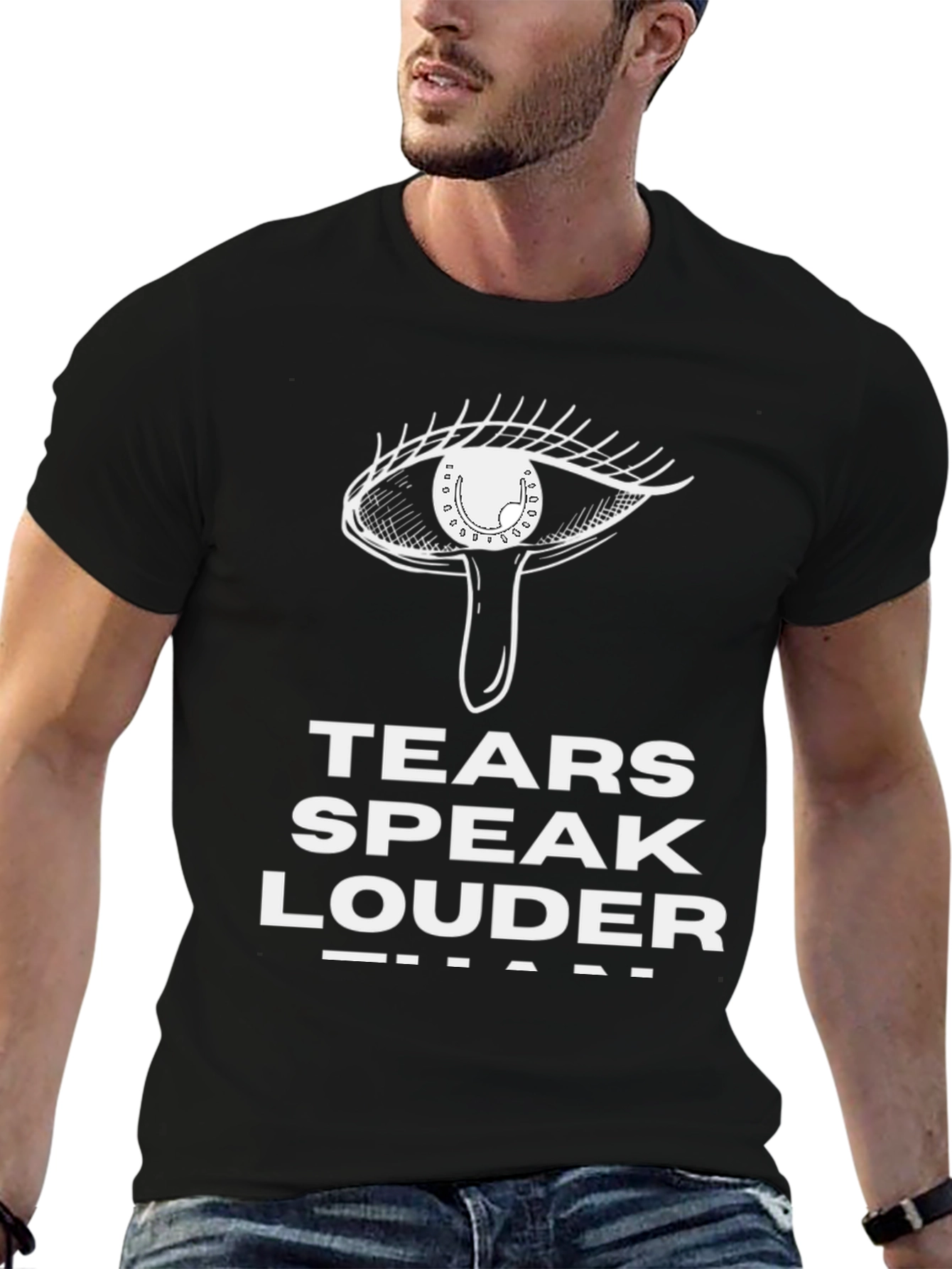 Tears Speak Louder Graphic Tee - Black Unisex T-Shirt