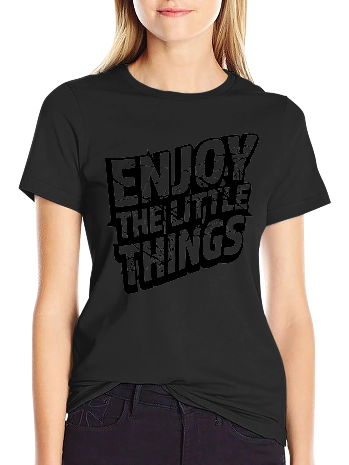 Enjoy The Little Things Black Graphic Tee