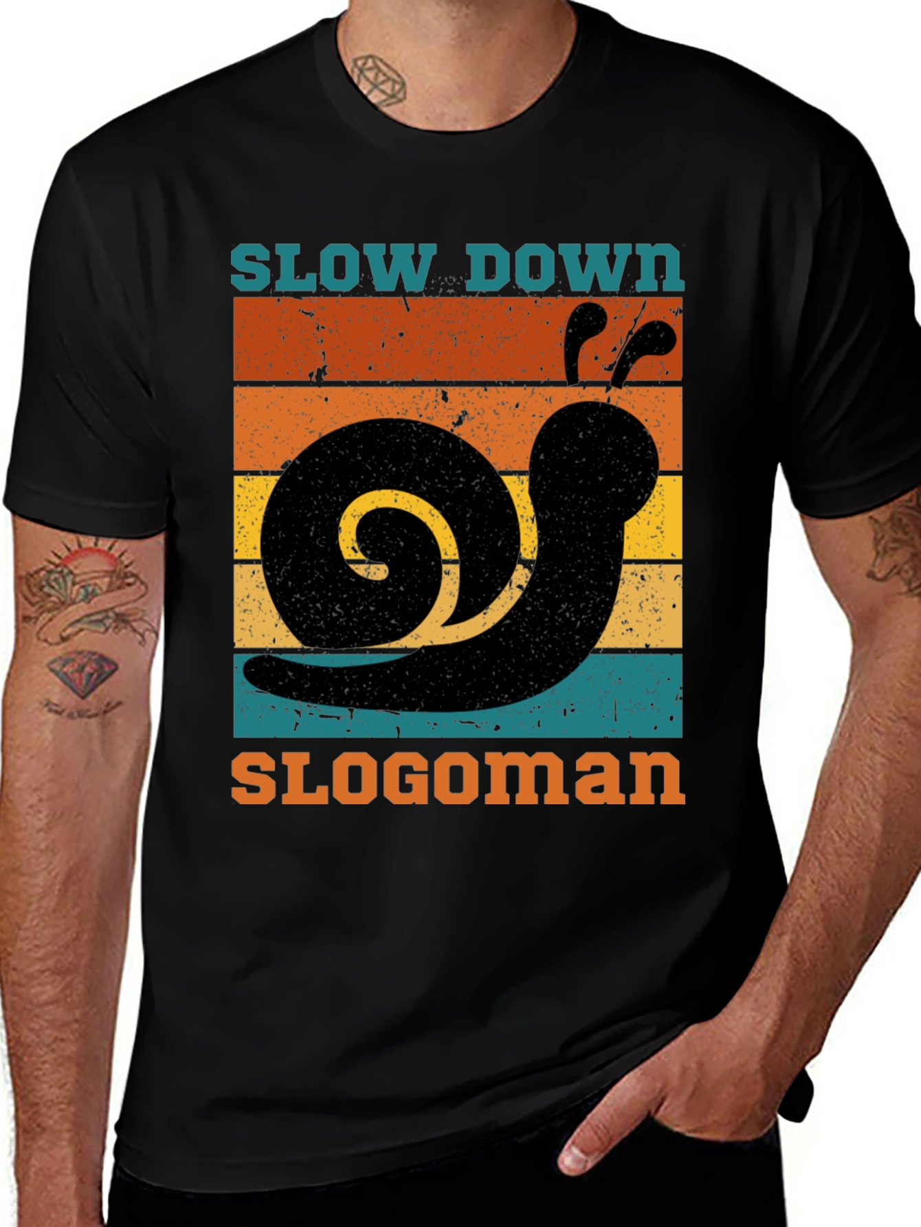 Retro Slow Down Slogoman Snail T-Shirt