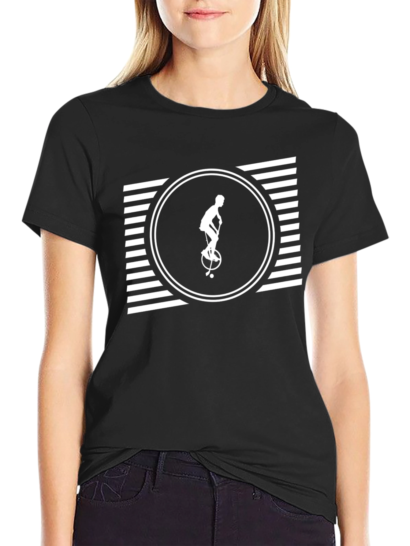 Unicycle Silhouette Tee - Black Graphic T-Shirt