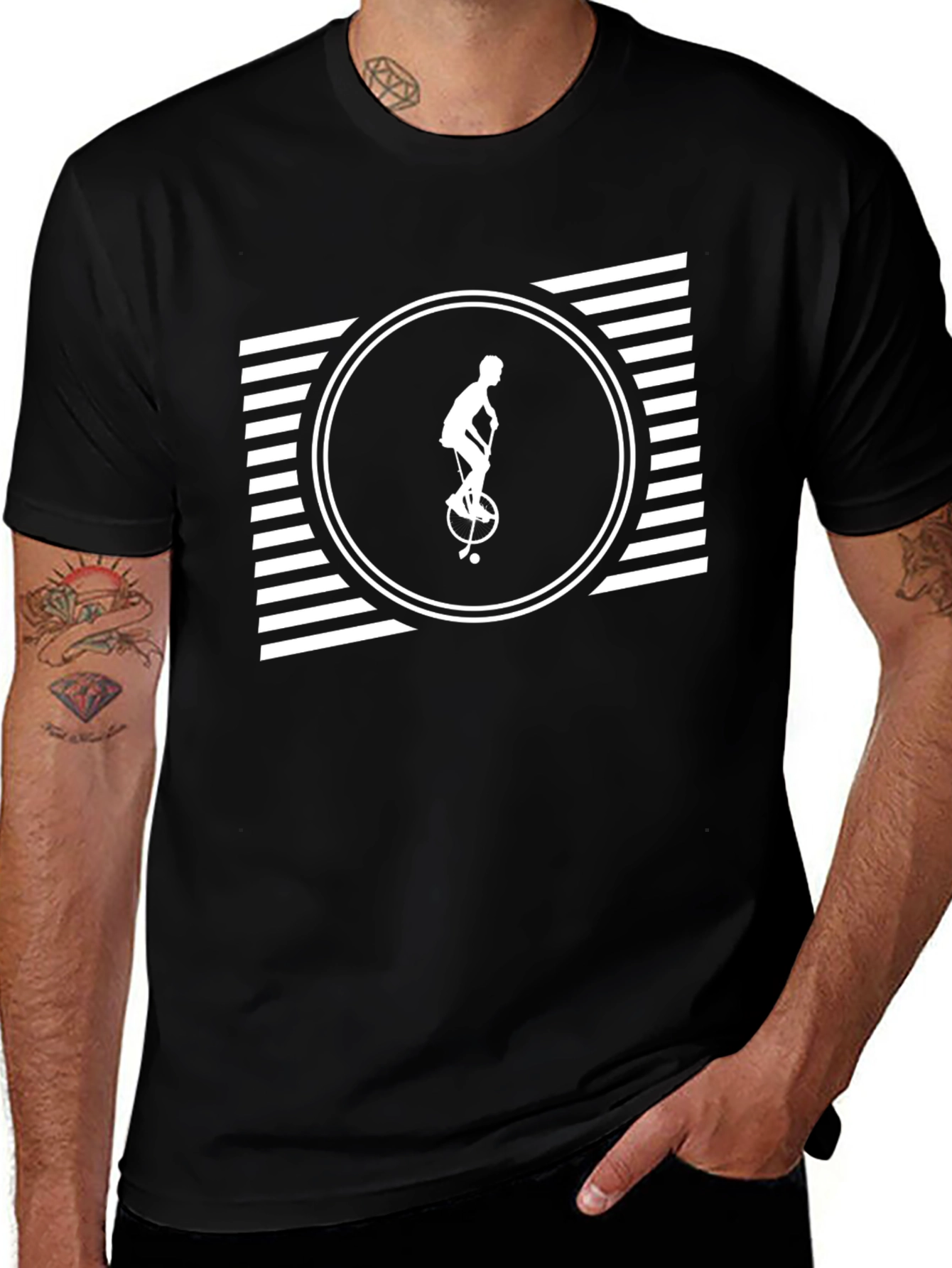 Unicycle Silhouette Tee - Black Graphic T-Shirt