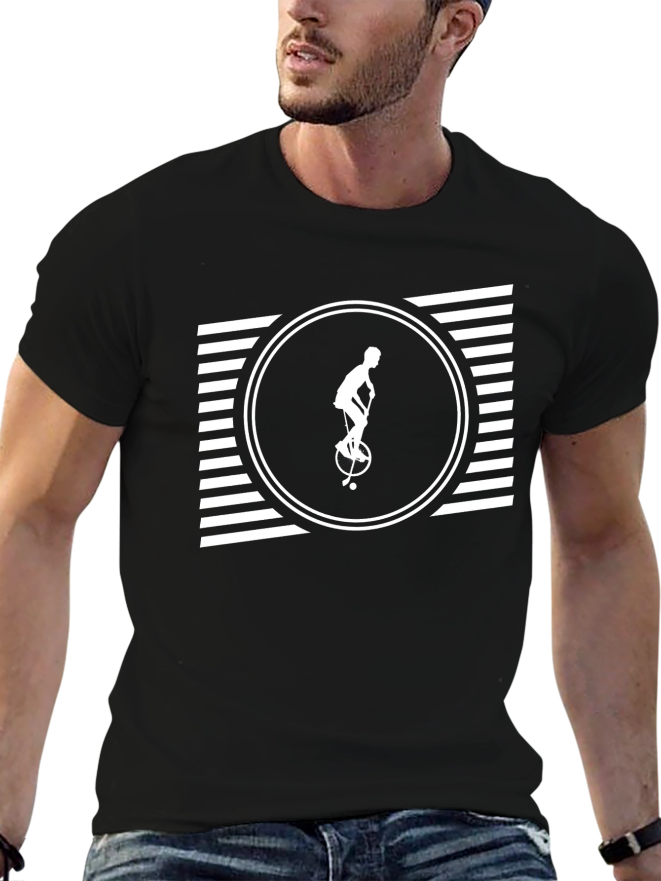 Unicycle Silhouette Tee - Black Graphic T-Shirt