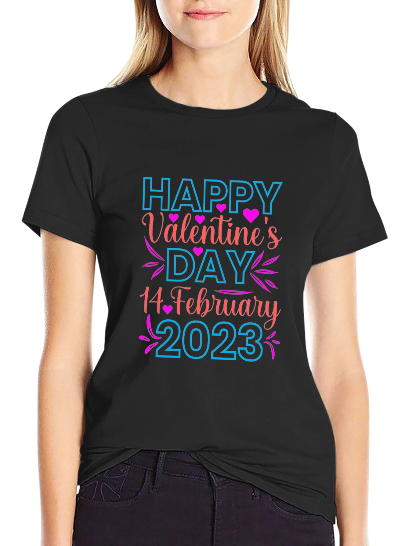 Happy Valentines Day Black T-Shirt