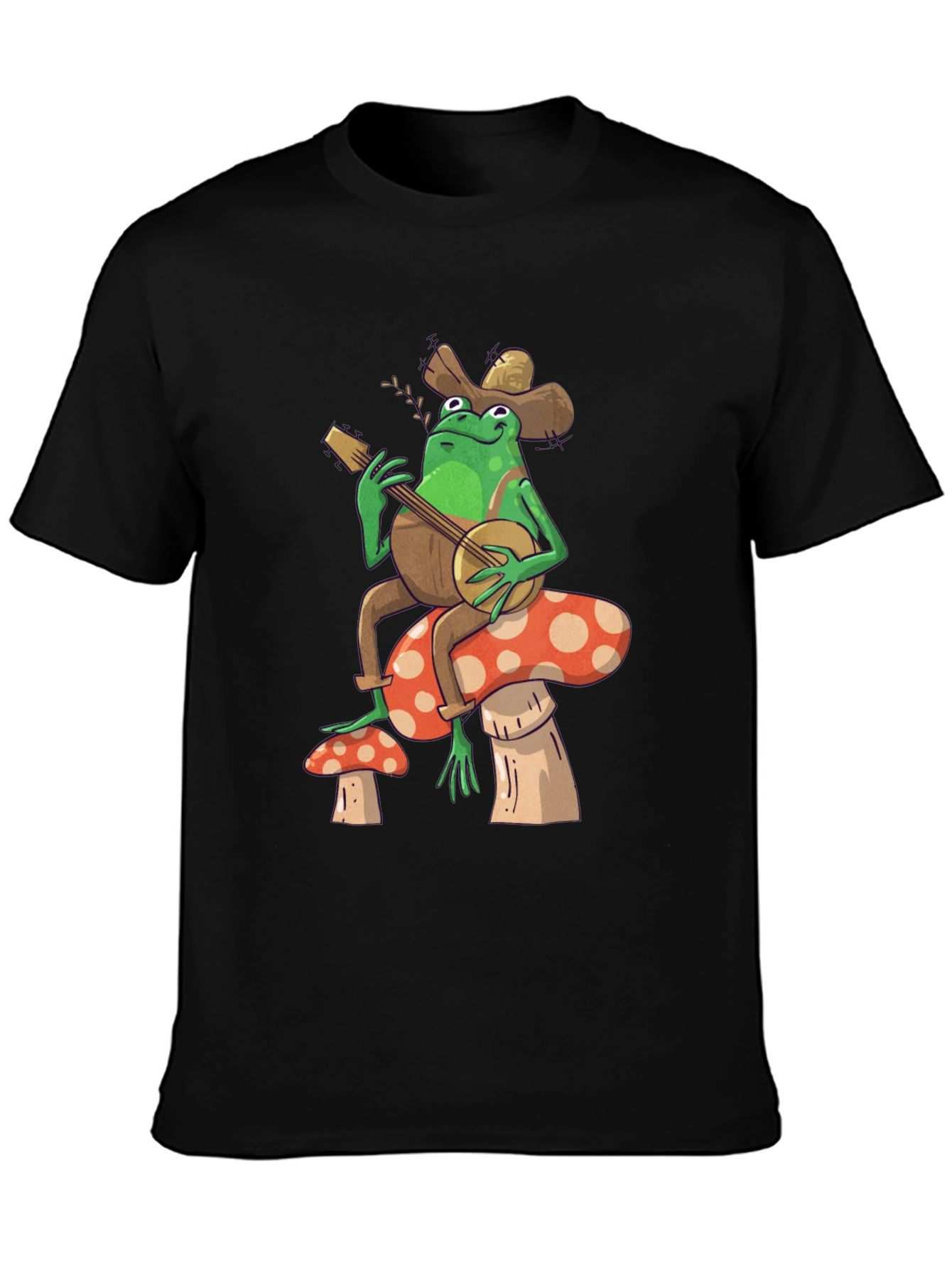 Frog Banjo Mushroom Graphic T-Shirt