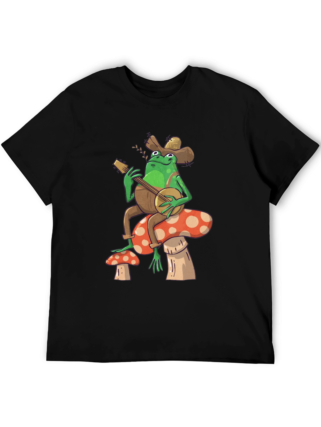 Frog Banjo Mushroom Graphic T-Shirt