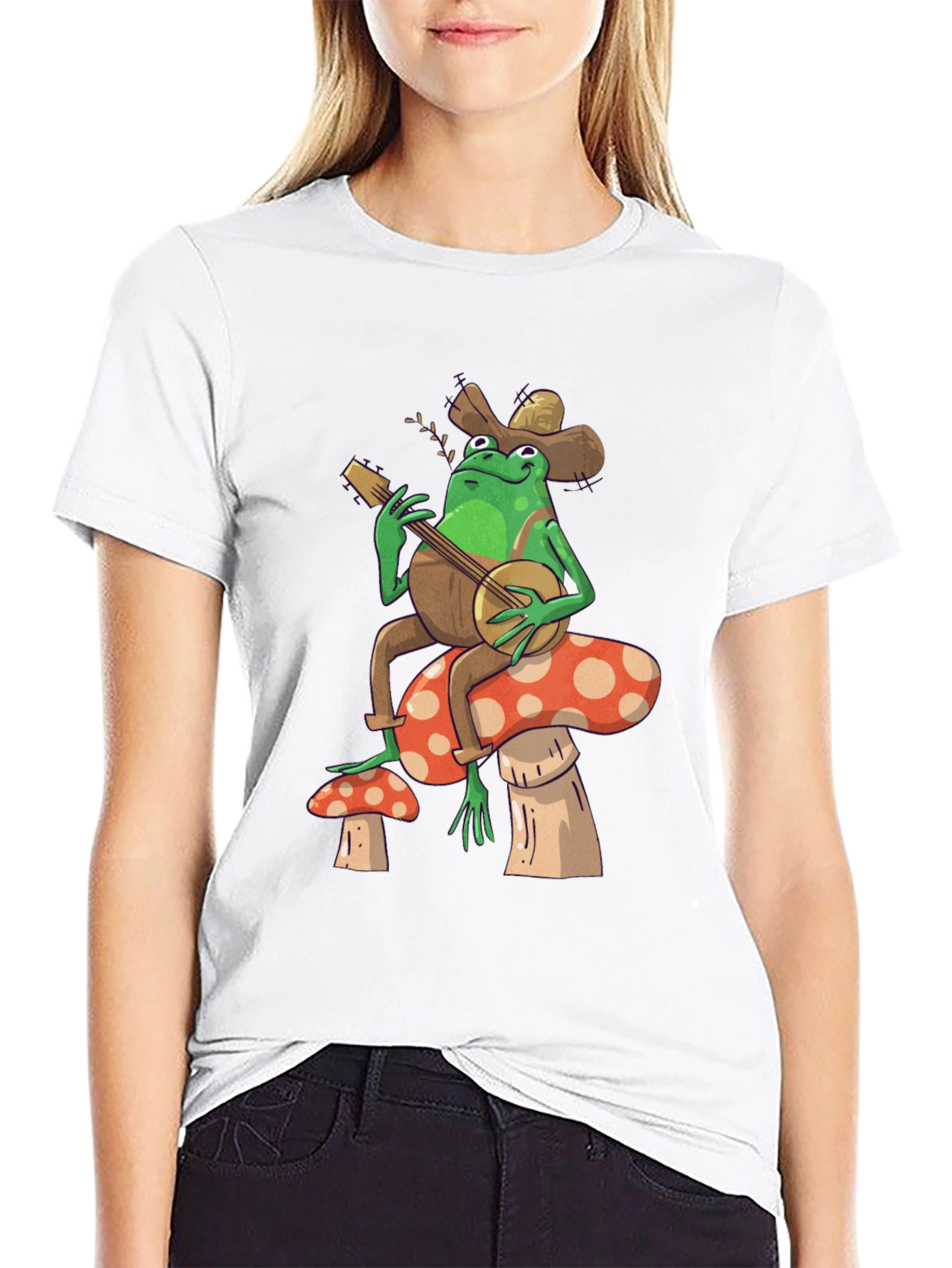 Frog Banjo Mushroom Graphic T-Shirt