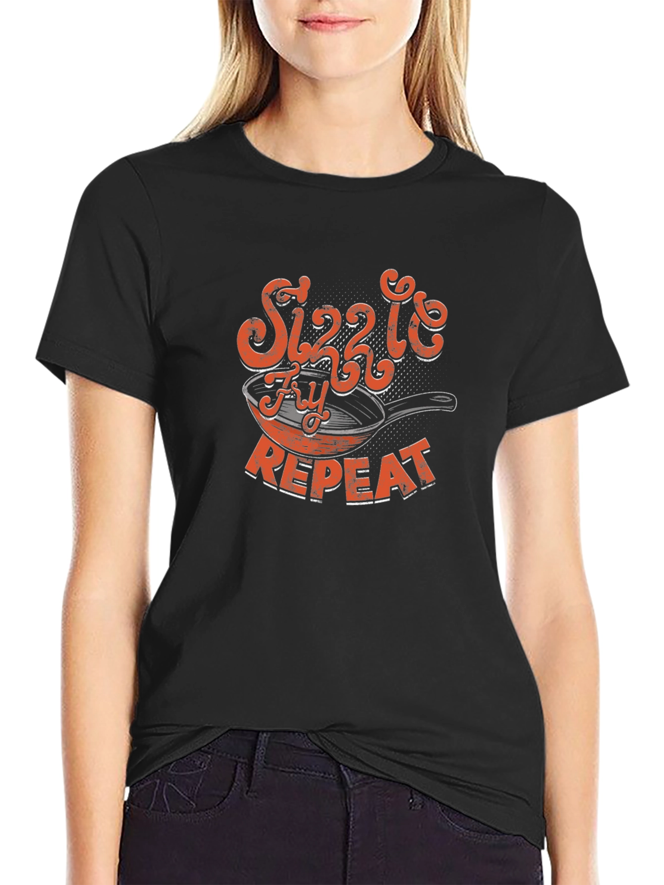 Sizzle Fry Repeat Black Graphic Tee