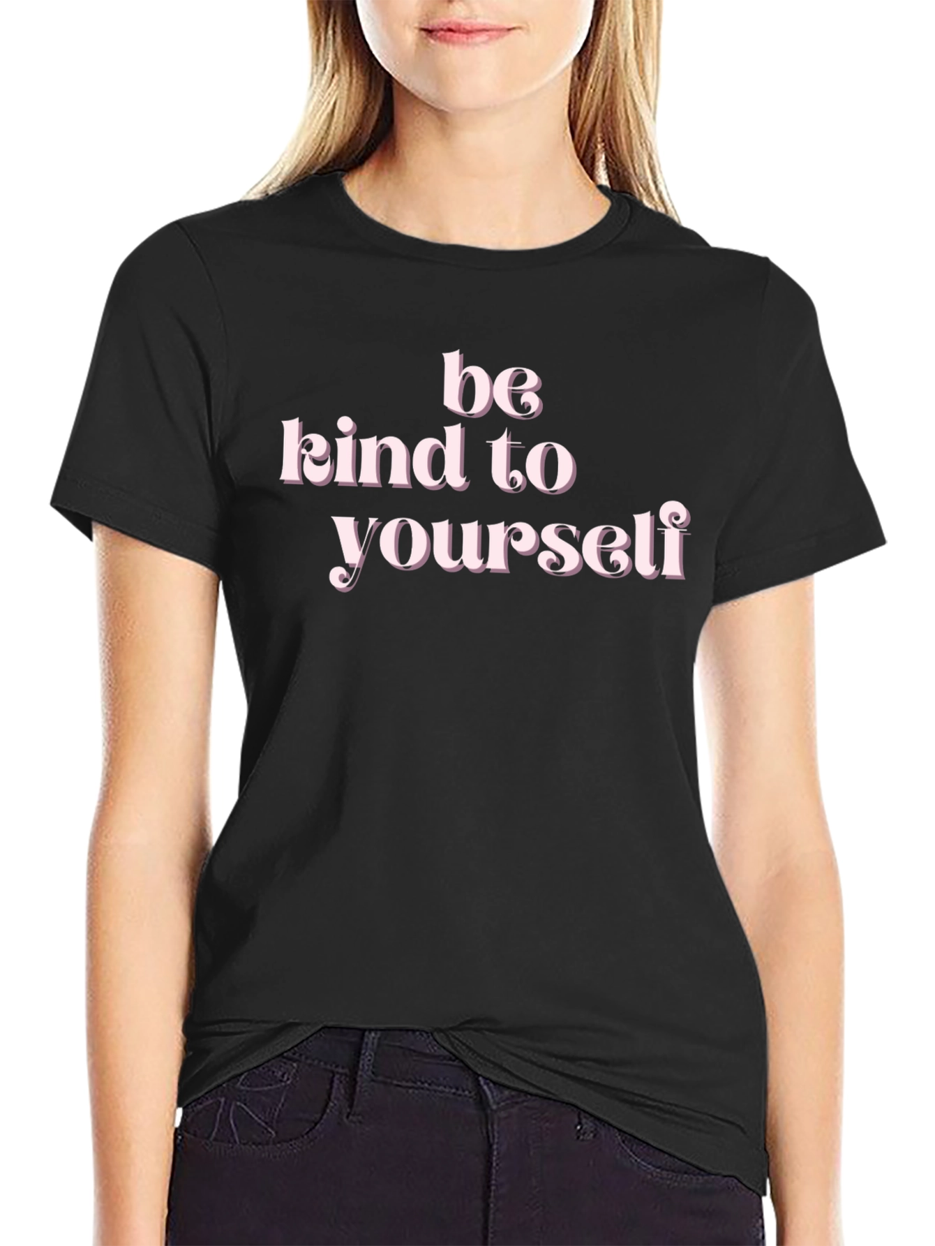 Be Kind to Yourself Black Graphic T-Shirt
