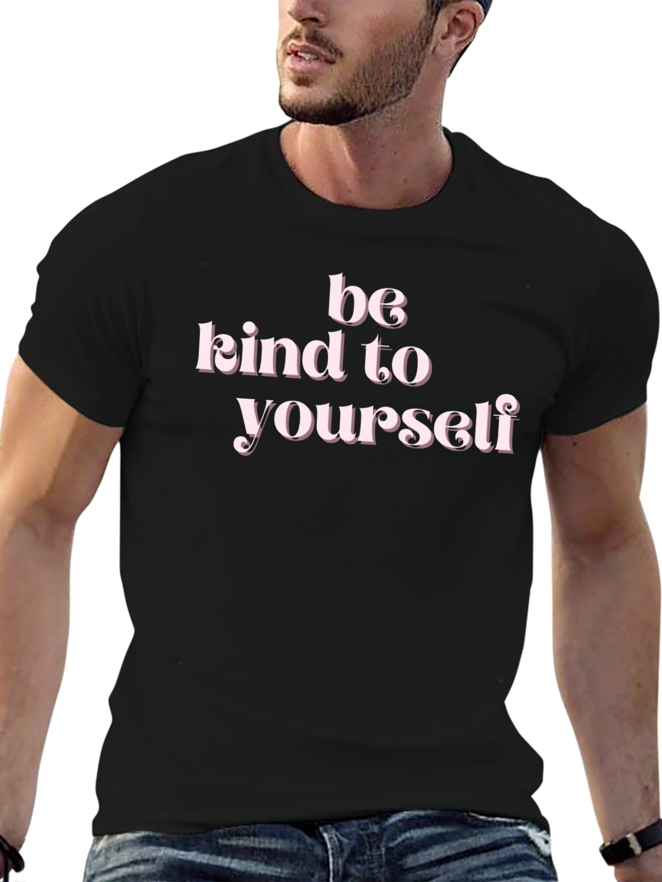 Be Kind to Yourself Black Graphic T-Shirt