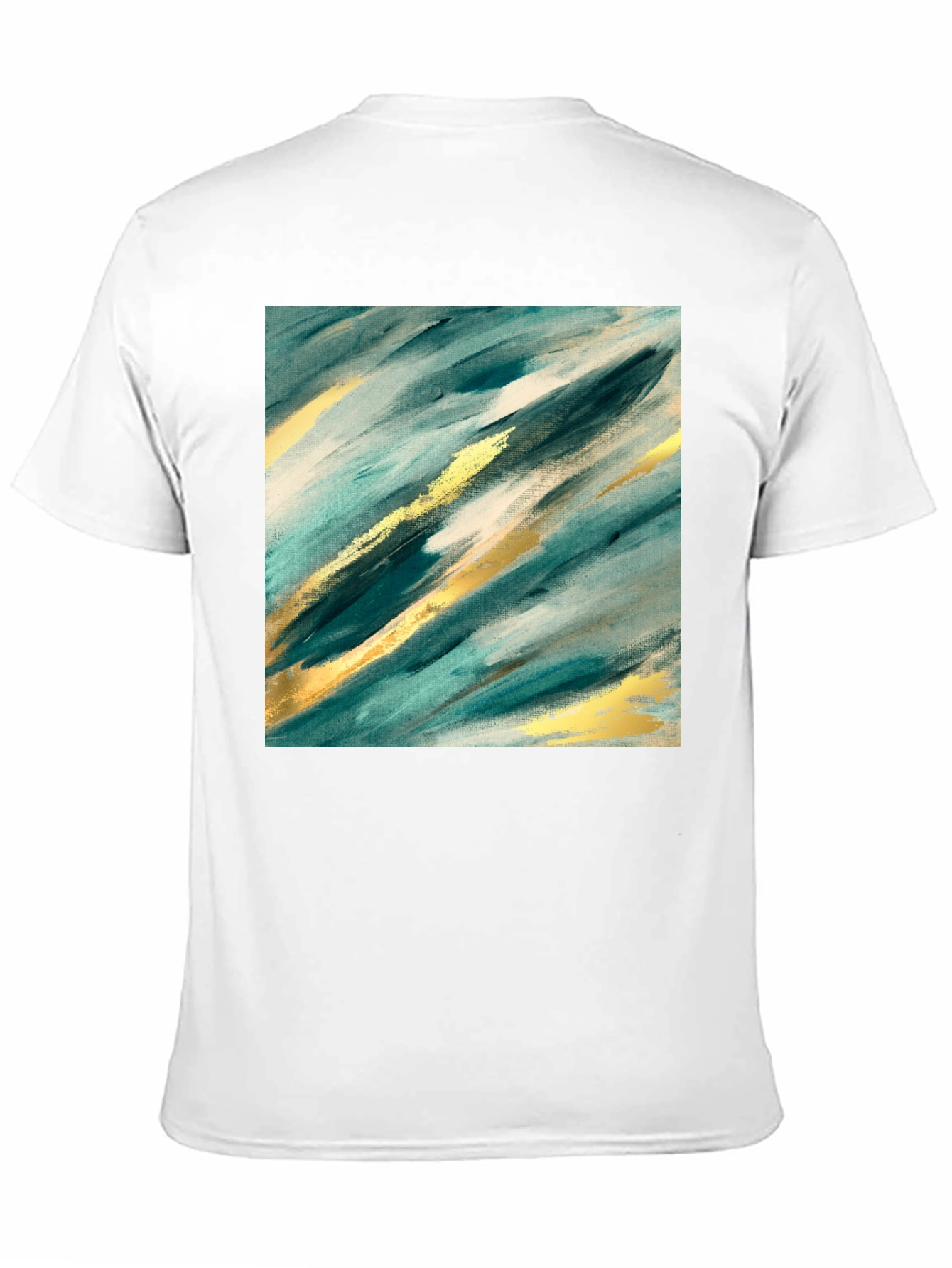 Abstract Teal & Gold Art Black T-Shirt