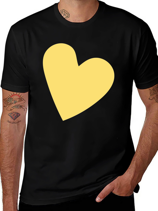 Black T-Shirt with Yellow Heart Design