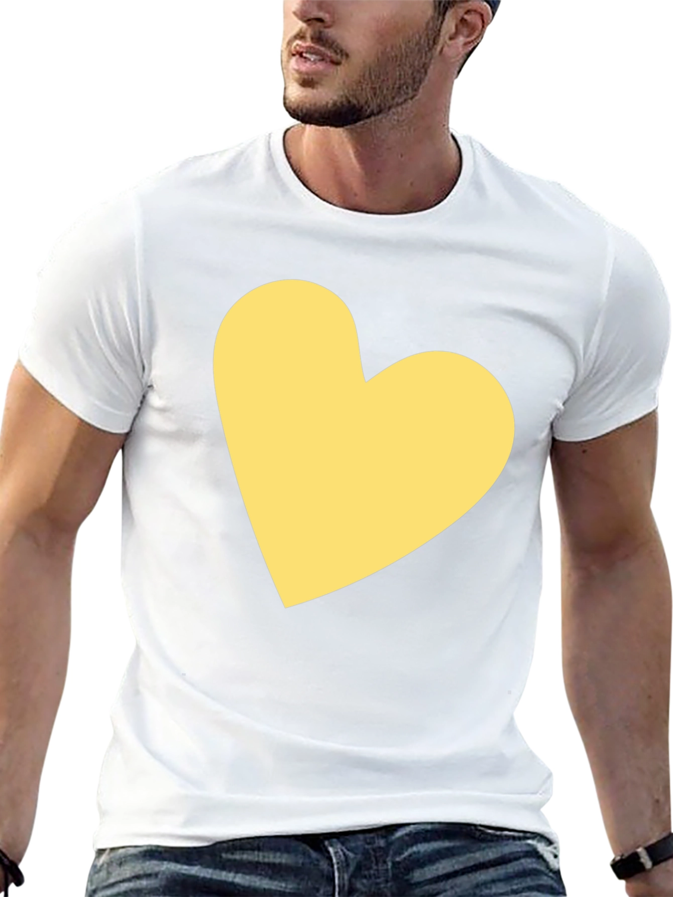 Black T-Shirt with Yellow Heart Design