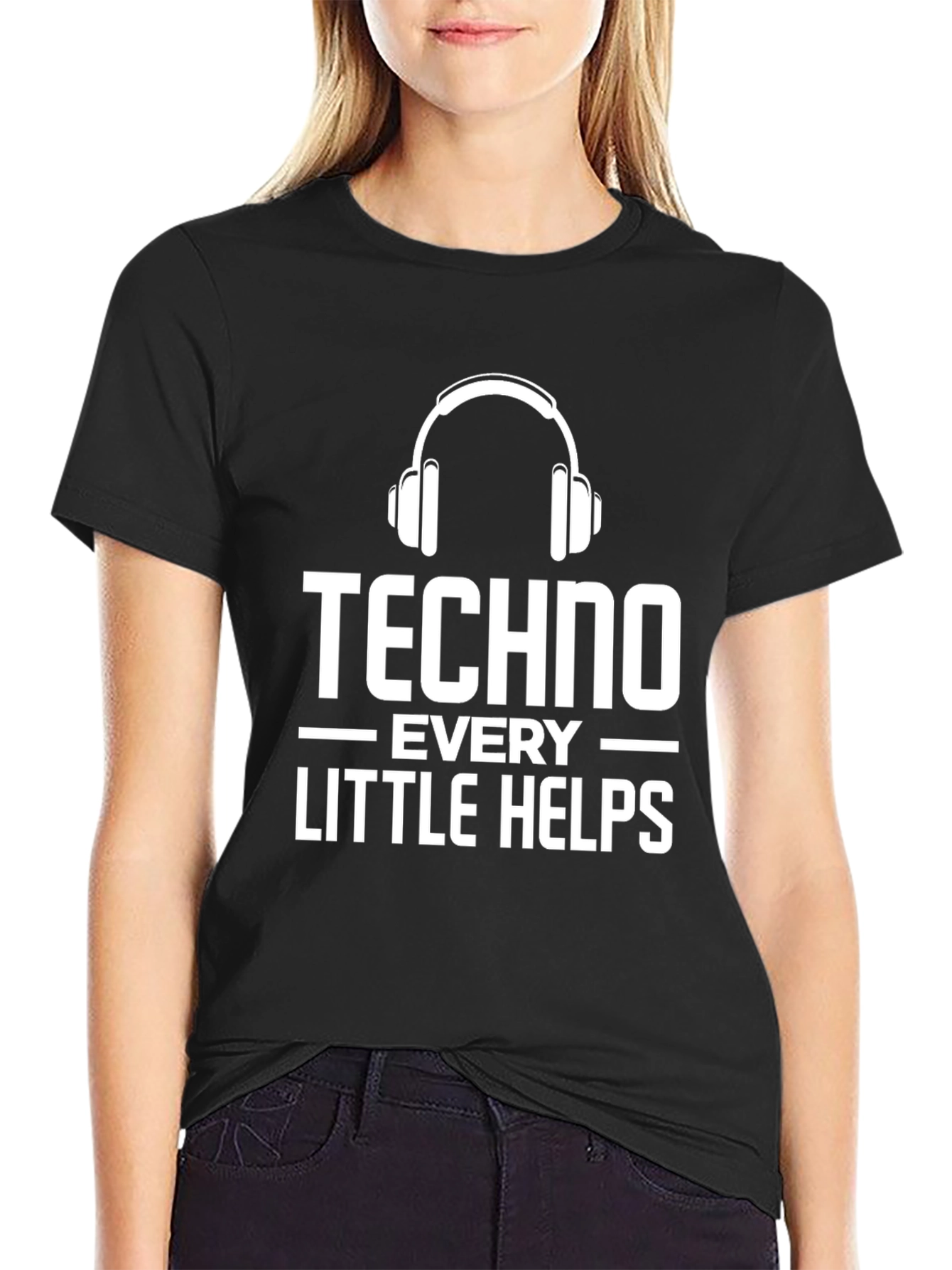 Techno Every Little Helps Black Graphic Tee