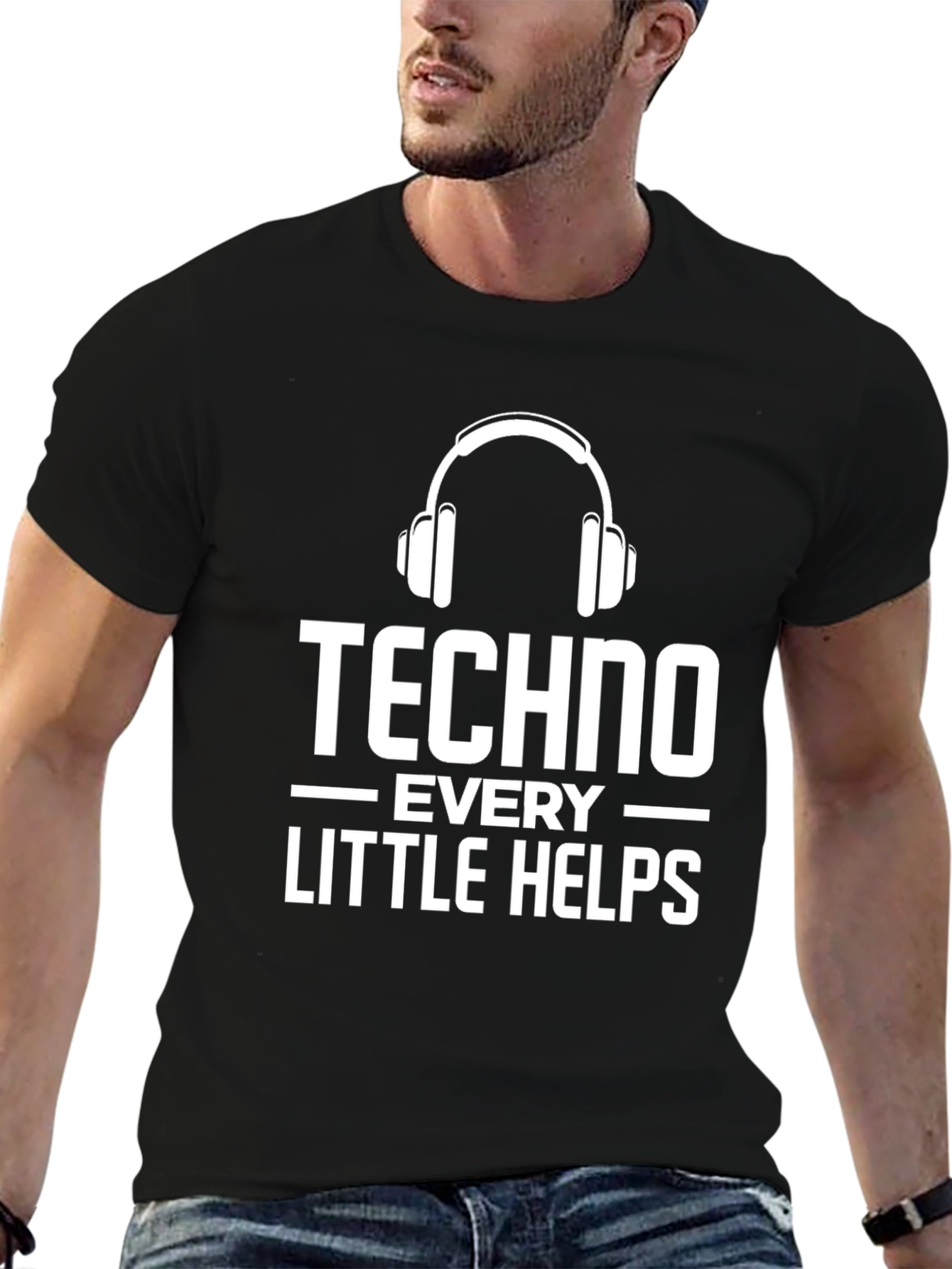 Techno Every Little Helps Black Graphic Tee