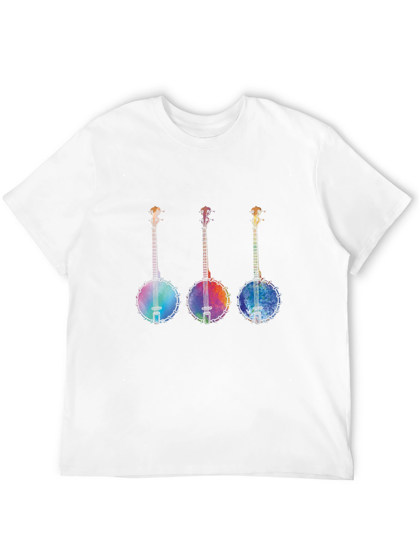 Rainbow Banjo Graphic Tee - Black Cotton Shirt