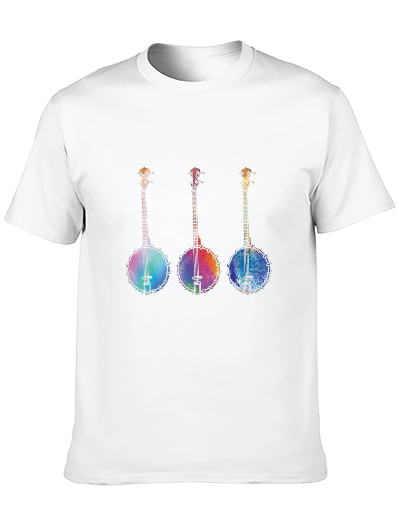 Rainbow Banjo Graphic Tee - Black Cotton Shirt